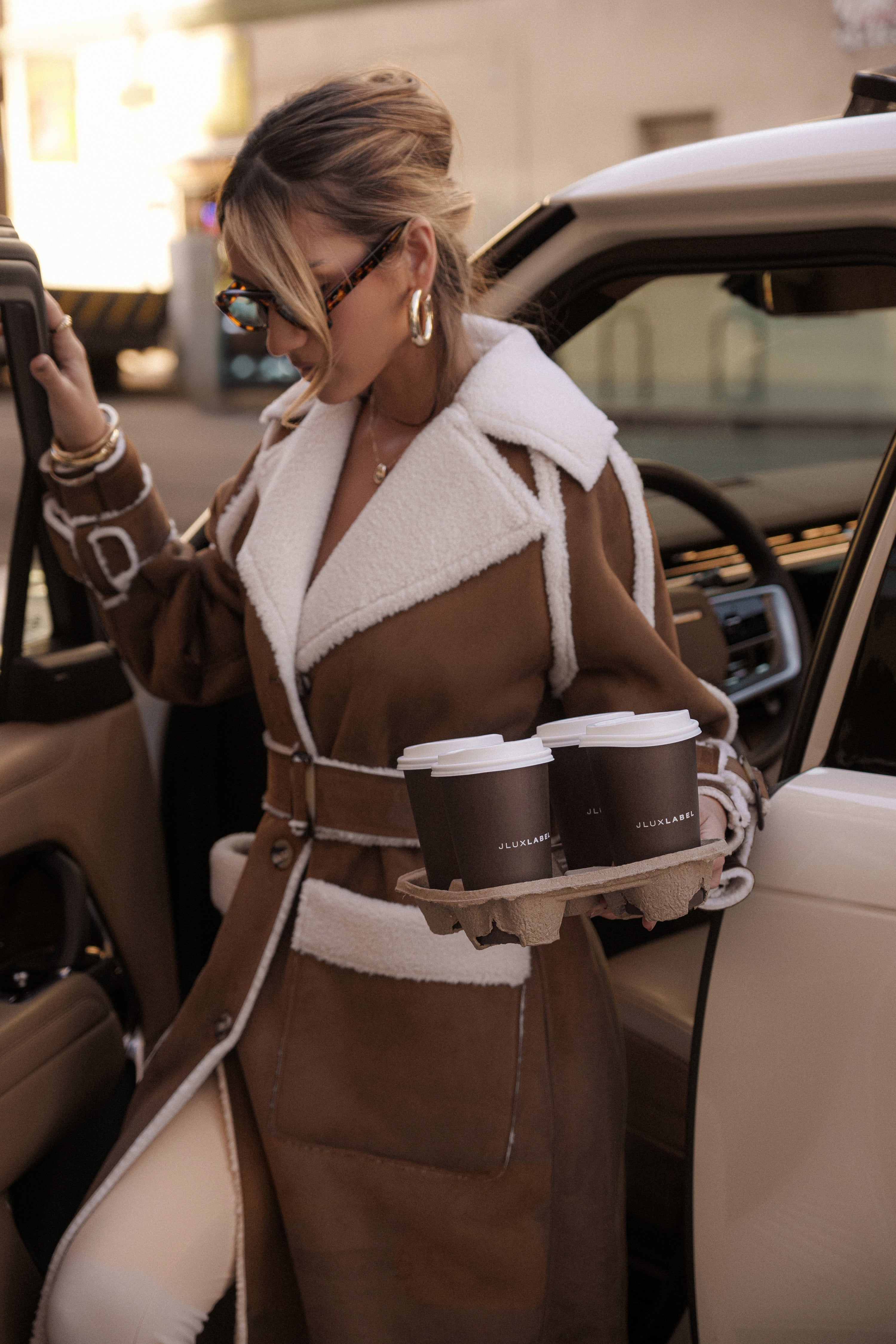 Tan Suede And Sherpa Reversible Coat - JLUXLABEL