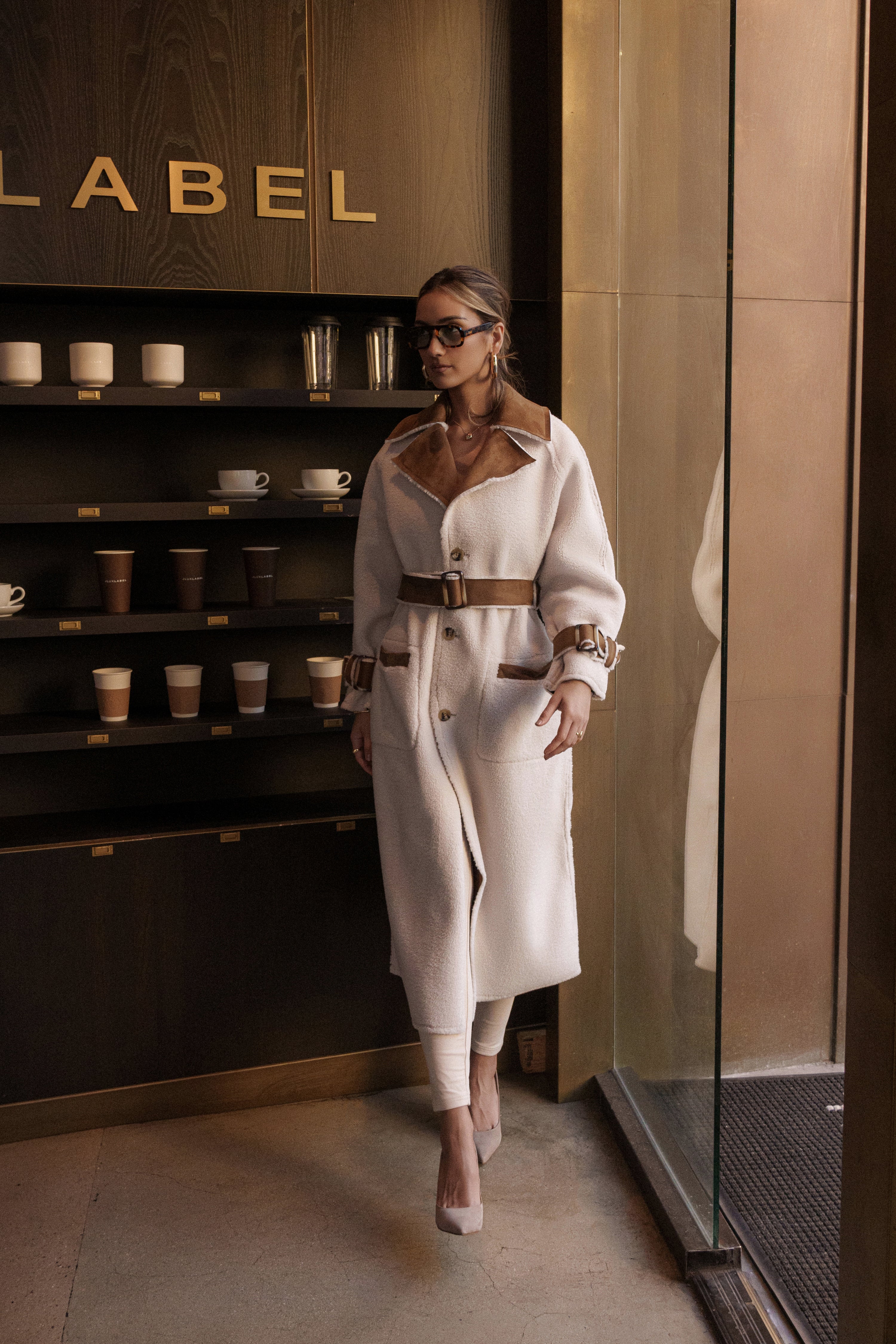 Tan Suede And Sherpa Reversible Coat - JLUXLABEL