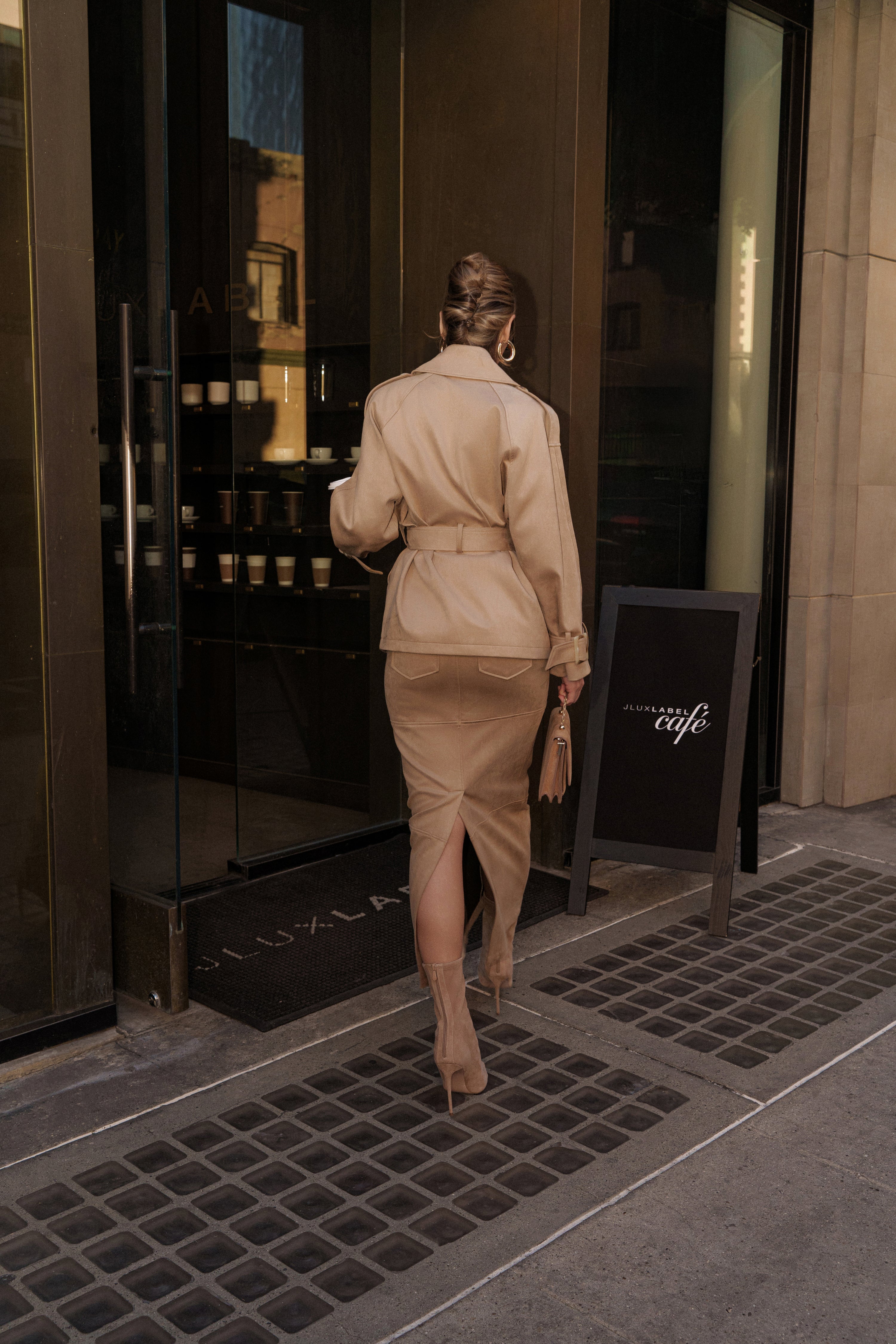 Beige Joy Suede Maxi Skirt - JLUXLABEL