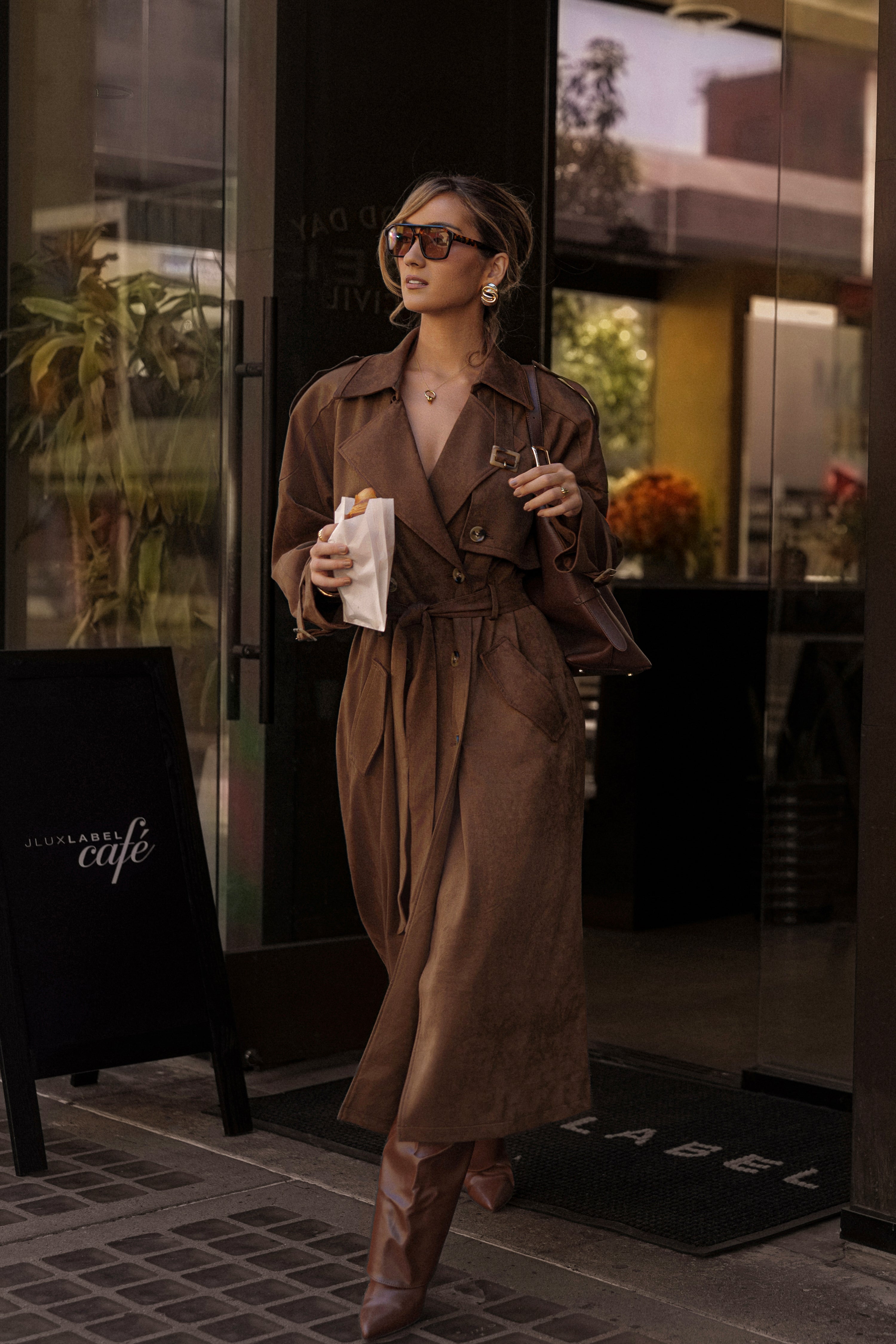 Chocolate Elite Suede Coat - JLUXLABEL