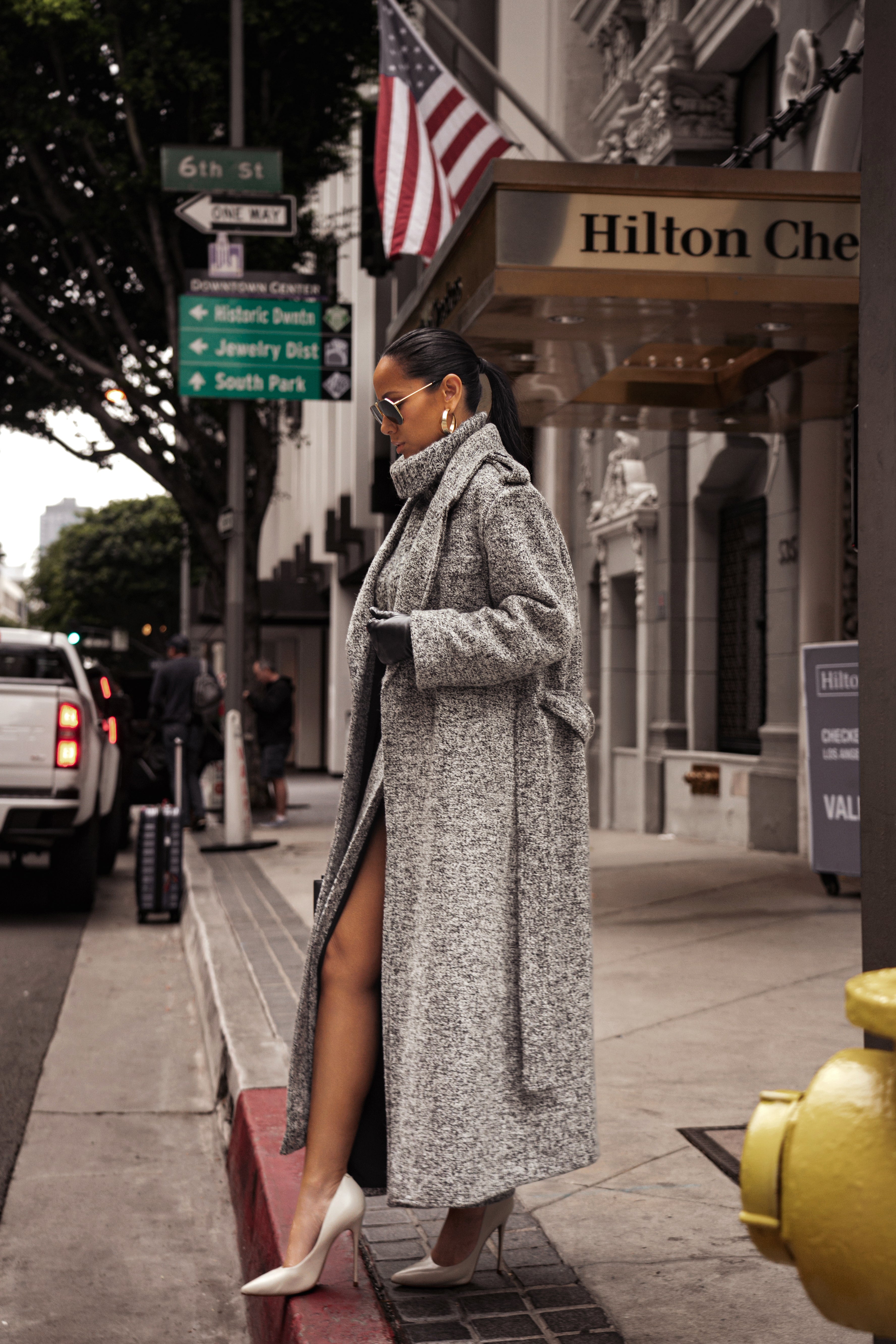 Lt. Grey Savannah Belted Tweed Coat - JLUXLABEL