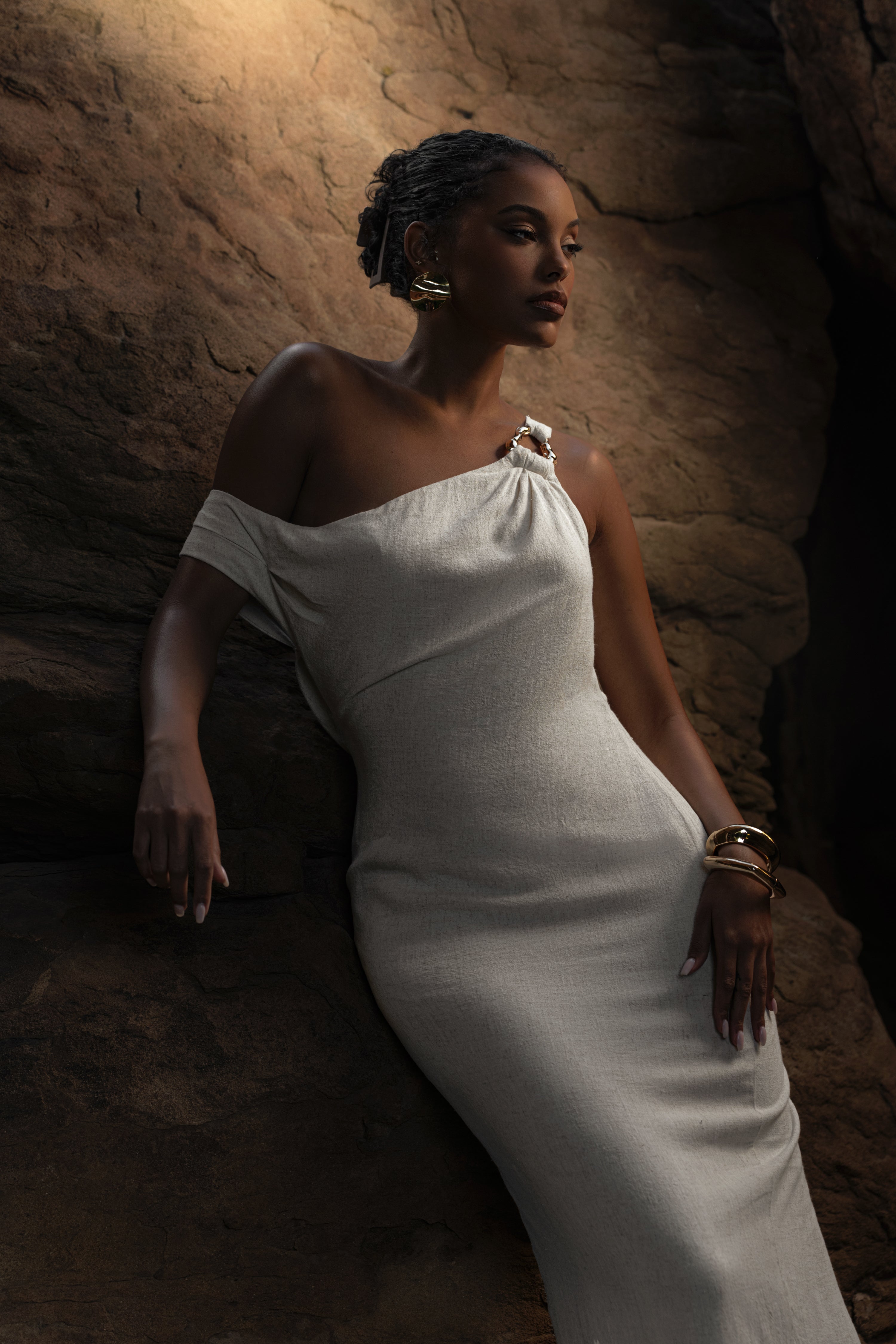 Beige Escape Linen Dress - JLUXLABEL