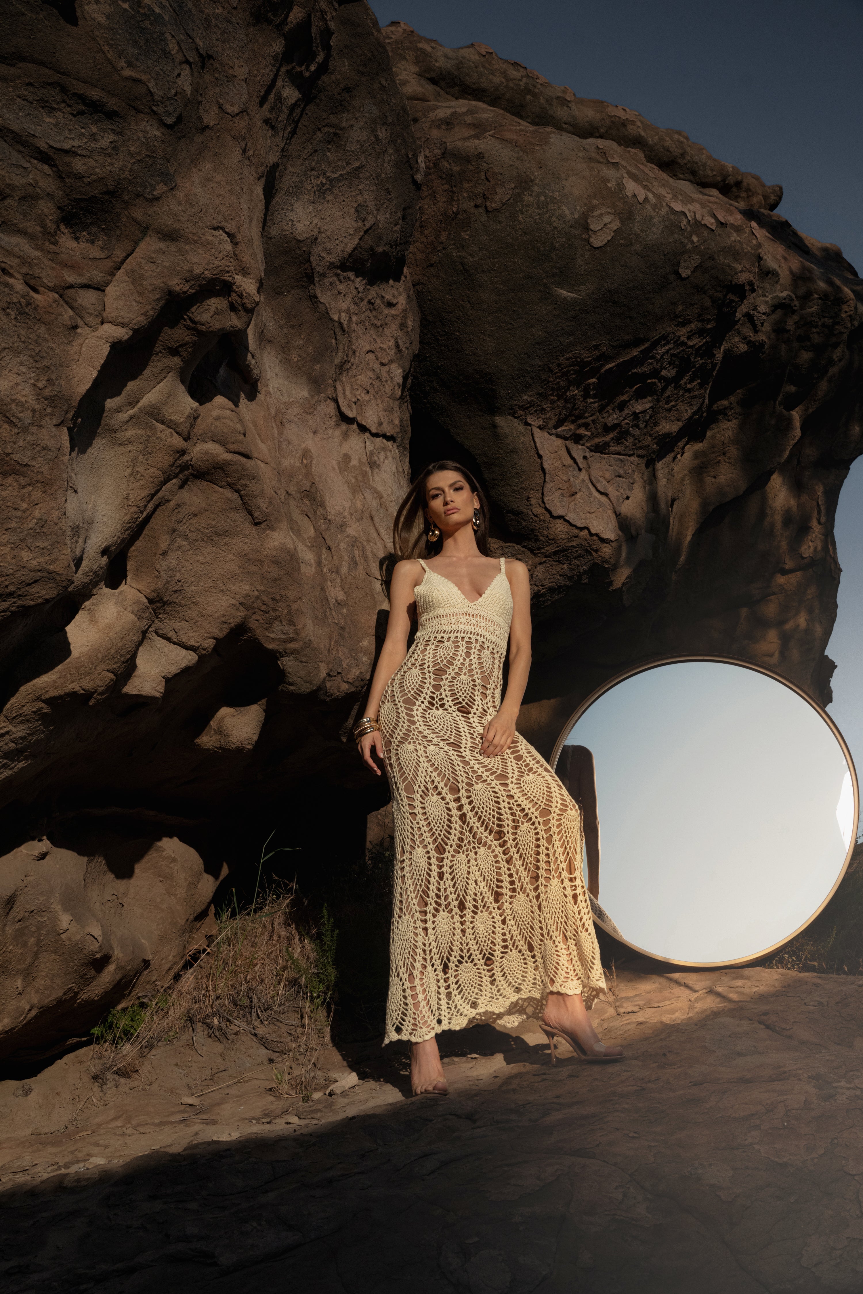 Ivory Great Escape Crochet Maxi Dress - JLUXLABEL