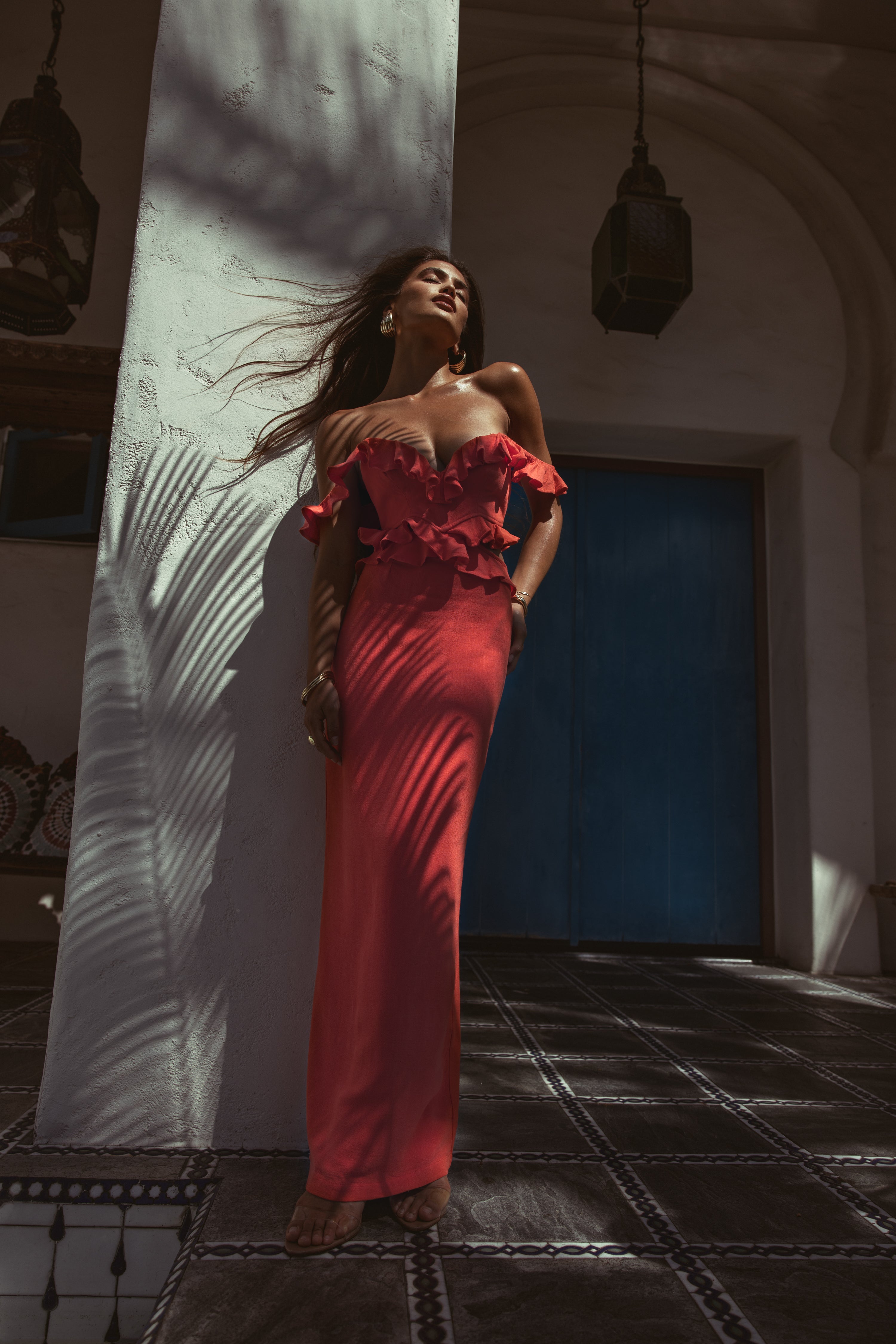 Coral Brighter Days Linen Maxi Dress - JLUXLABEL