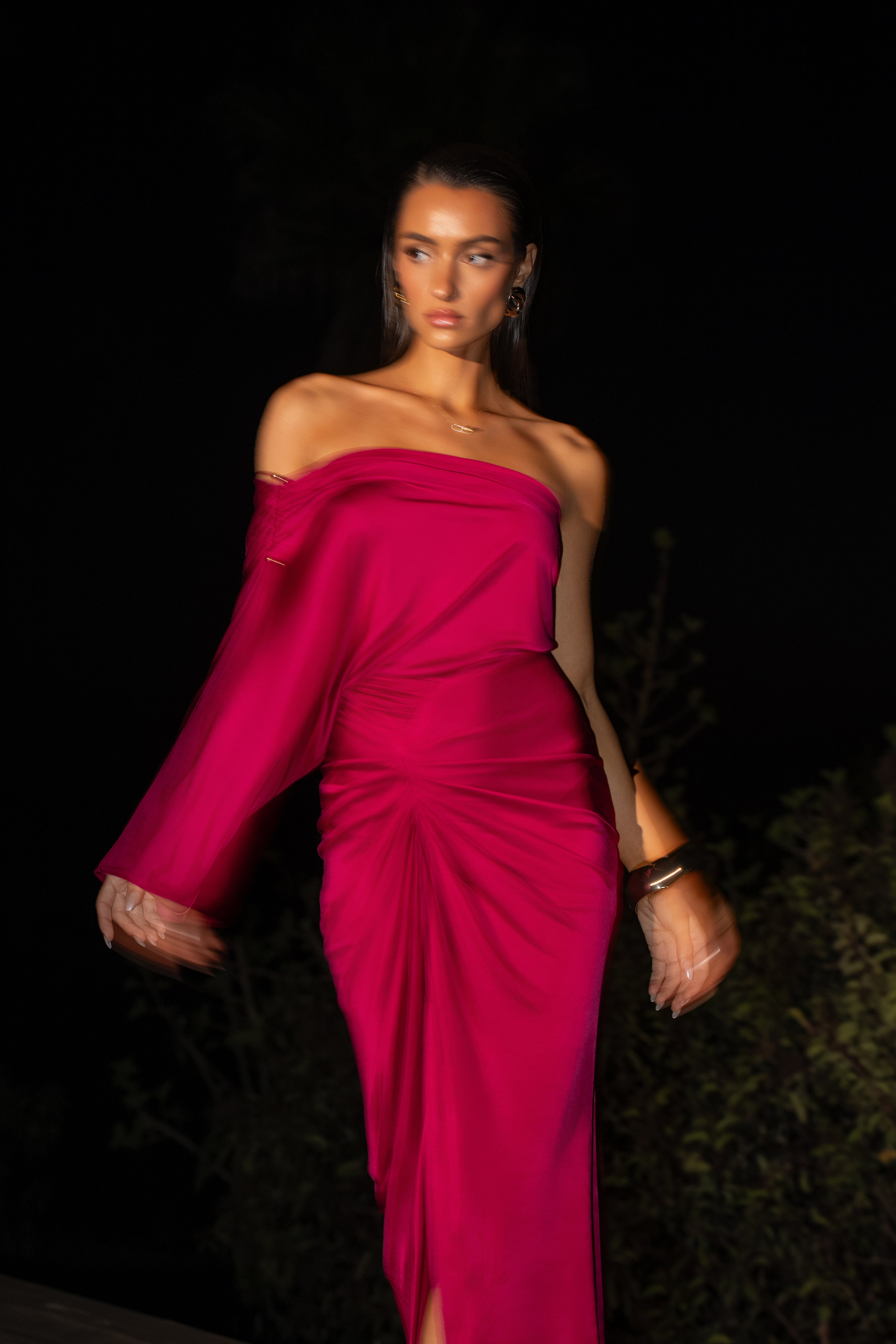 Berry Mira Drape Maxi Skirt - JLUXLABEL