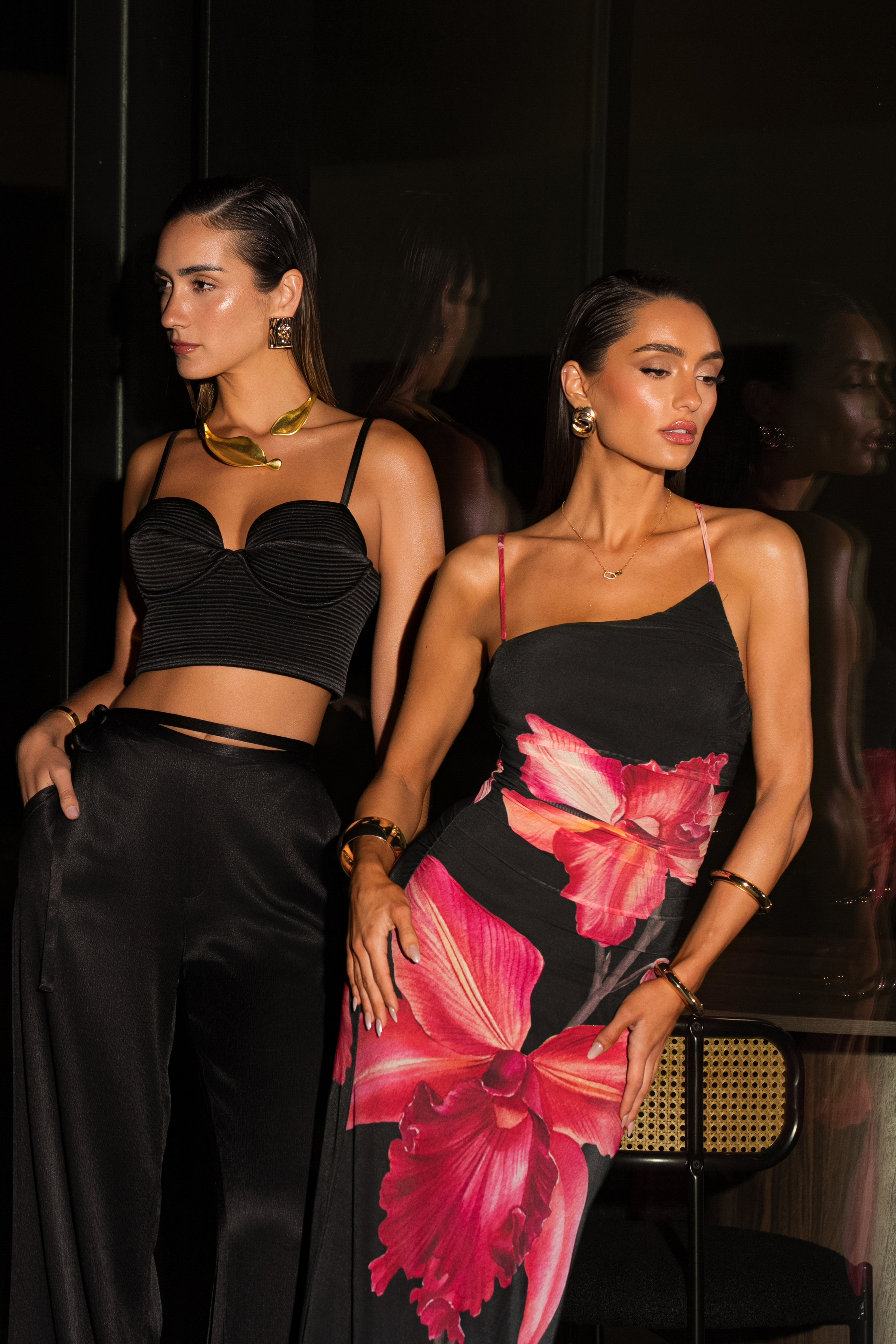 Black Floral Fleur De Lune Maxi Dress - JLUXLABEL