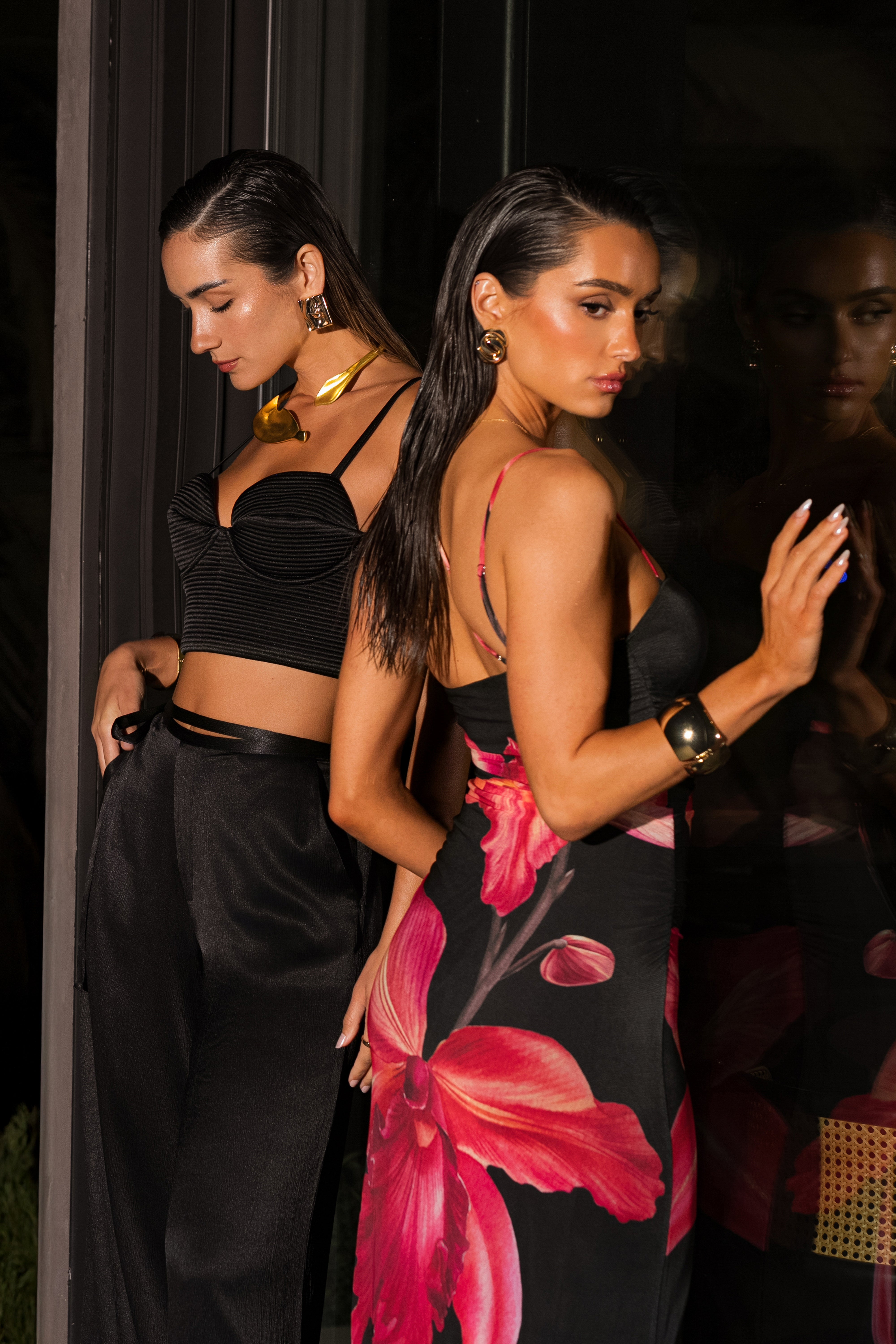 Black Floral Fleur De Lune Maxi Dress - JLUXLABEL