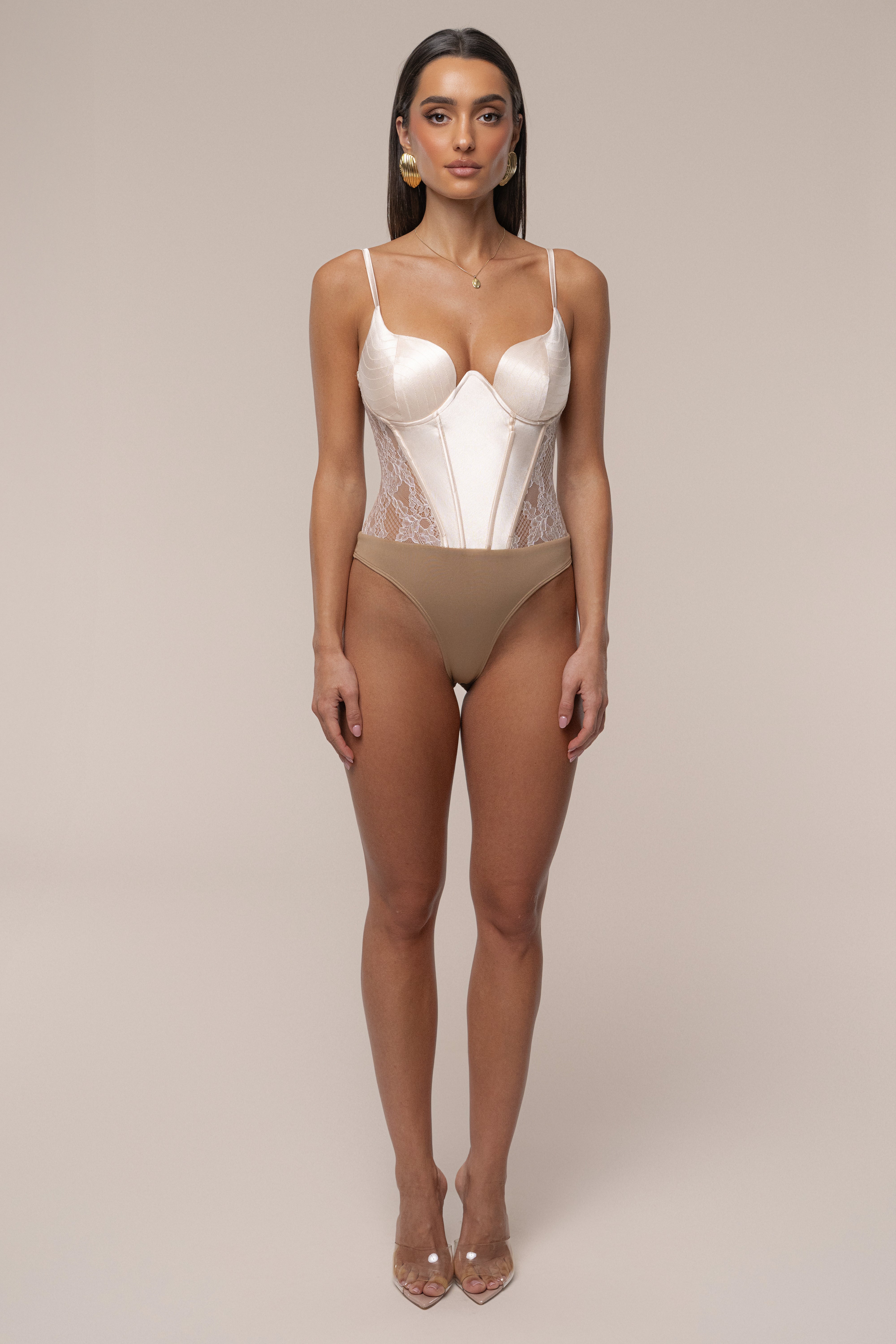 Champagne Incomparable Lace Bodysuit - JLUXLABEL