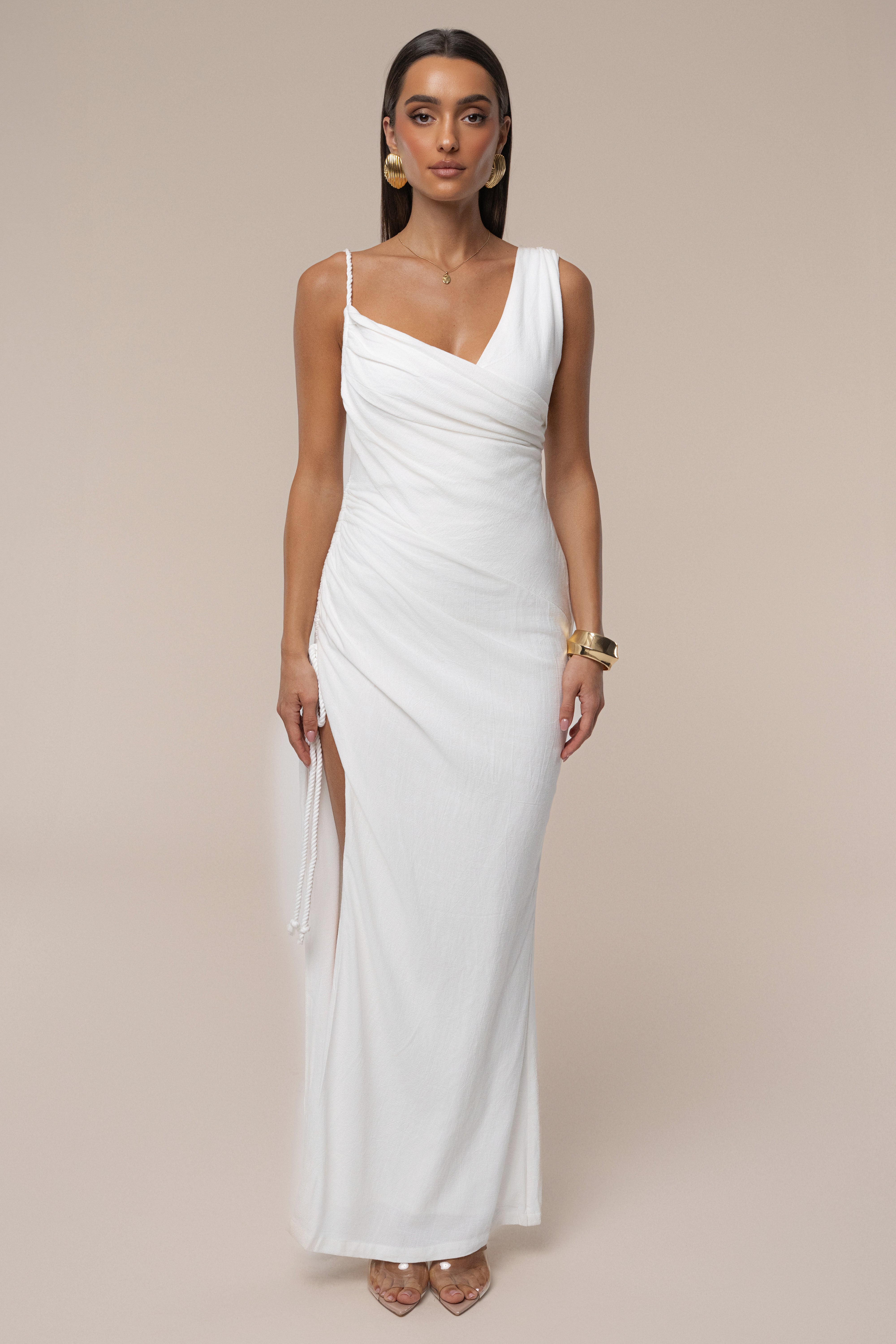 Ivory Dreaming Of Summer Linen Dress - JLUXLABEL