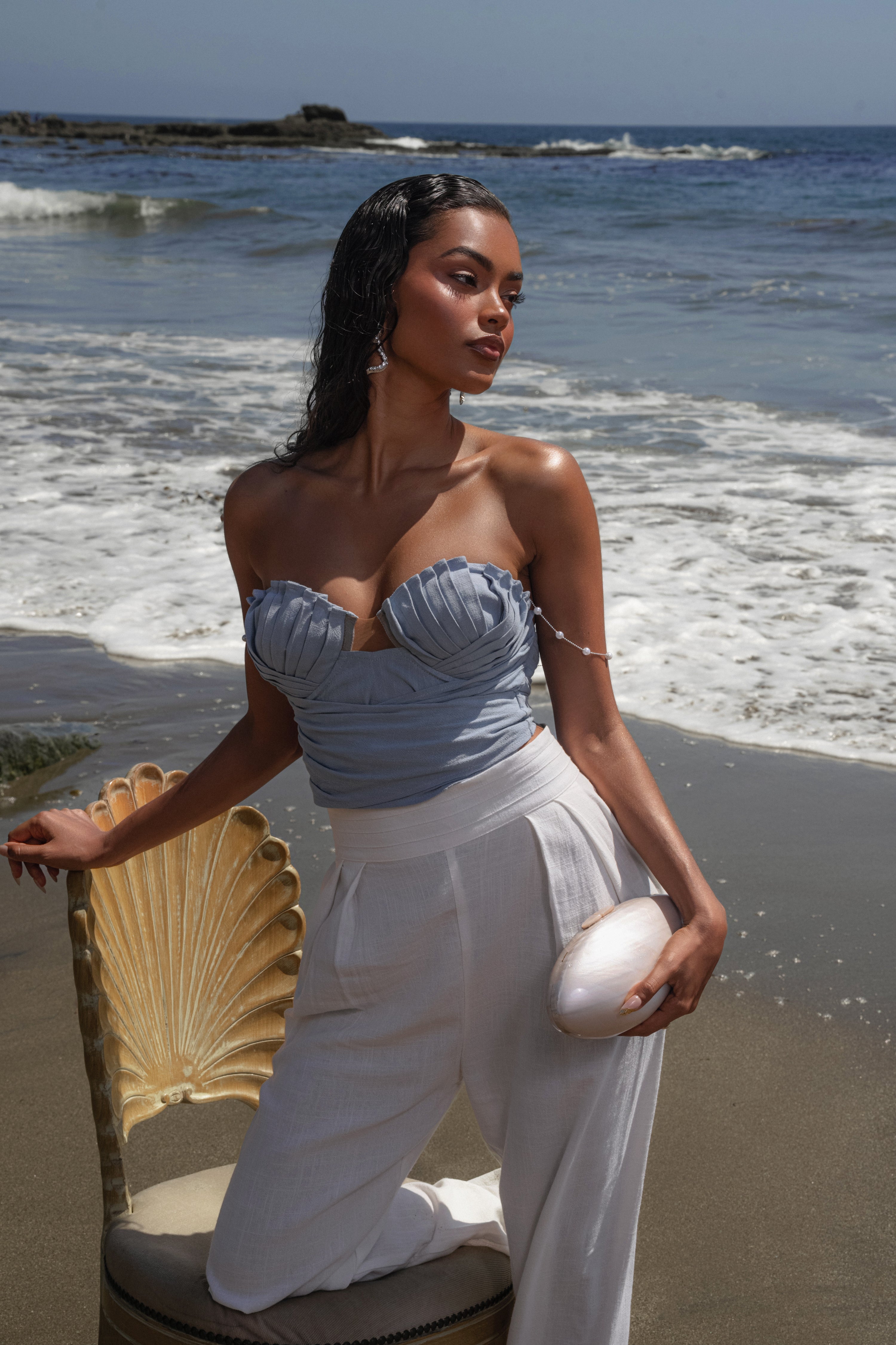 Blue Arielle Bustier Top - JLUXLABEL