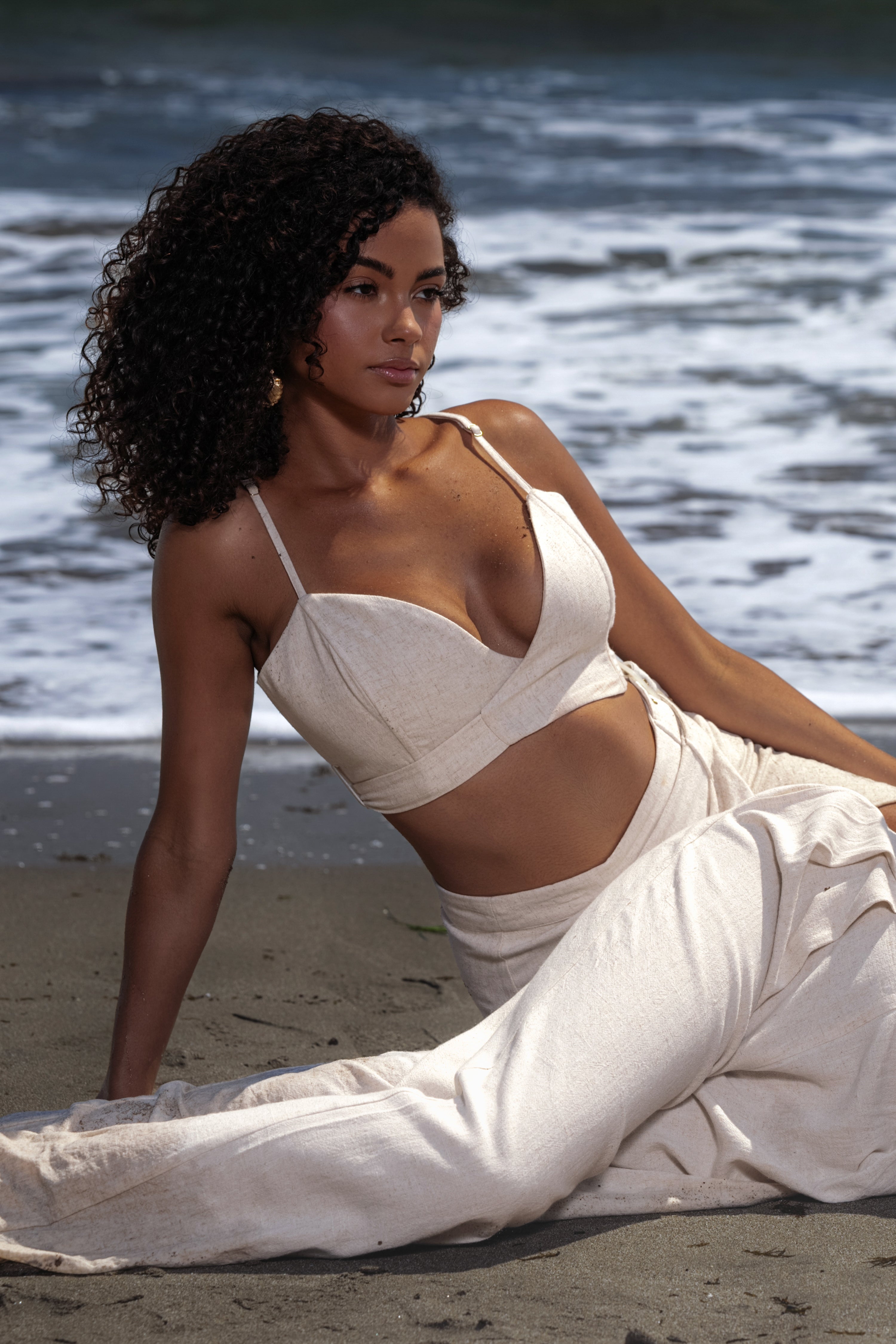 Ivory Sunrise Linen Bustier - JLUXLABEL