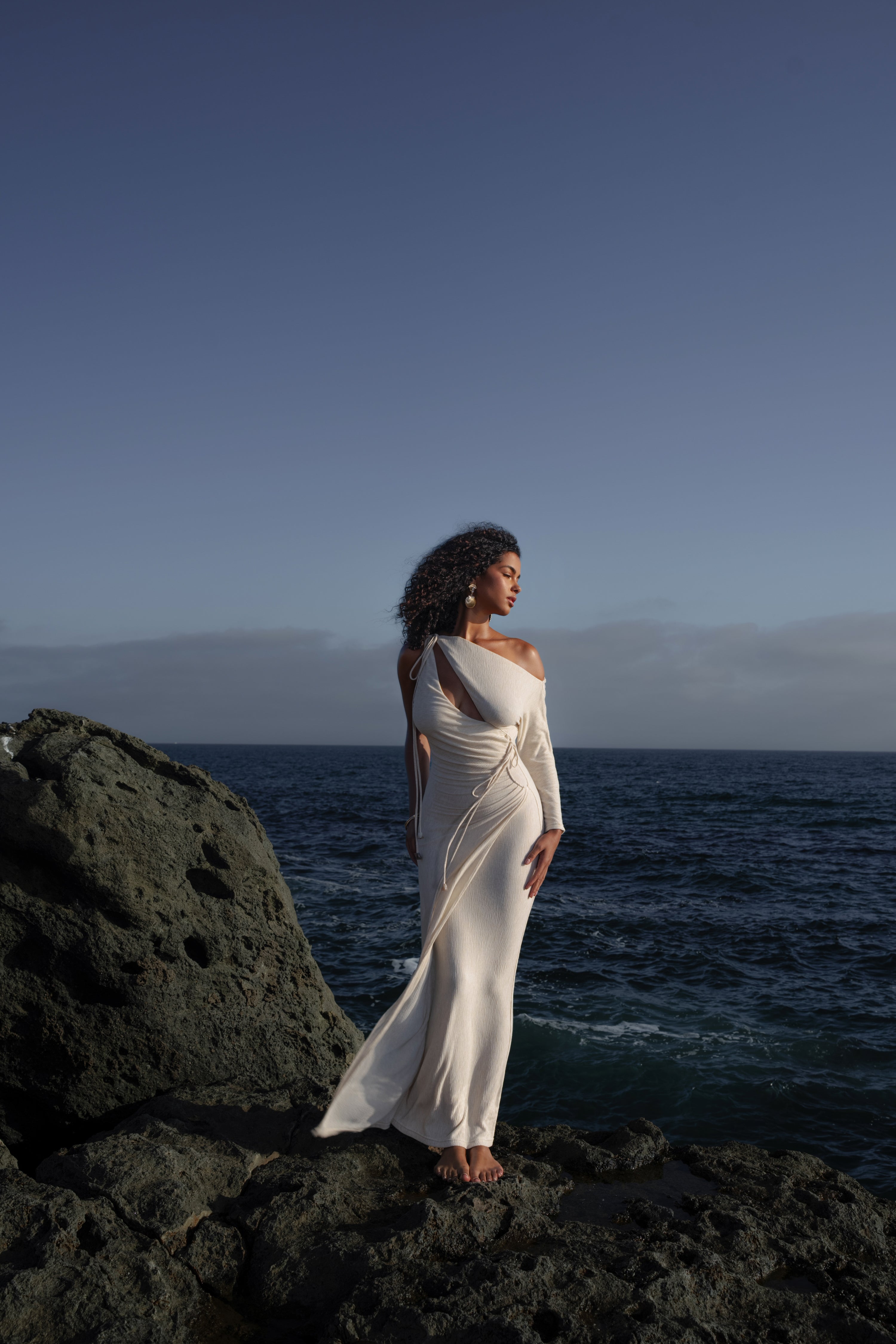 Ivory Odelia Crinkled Maxi Dress - JLUXLABEL