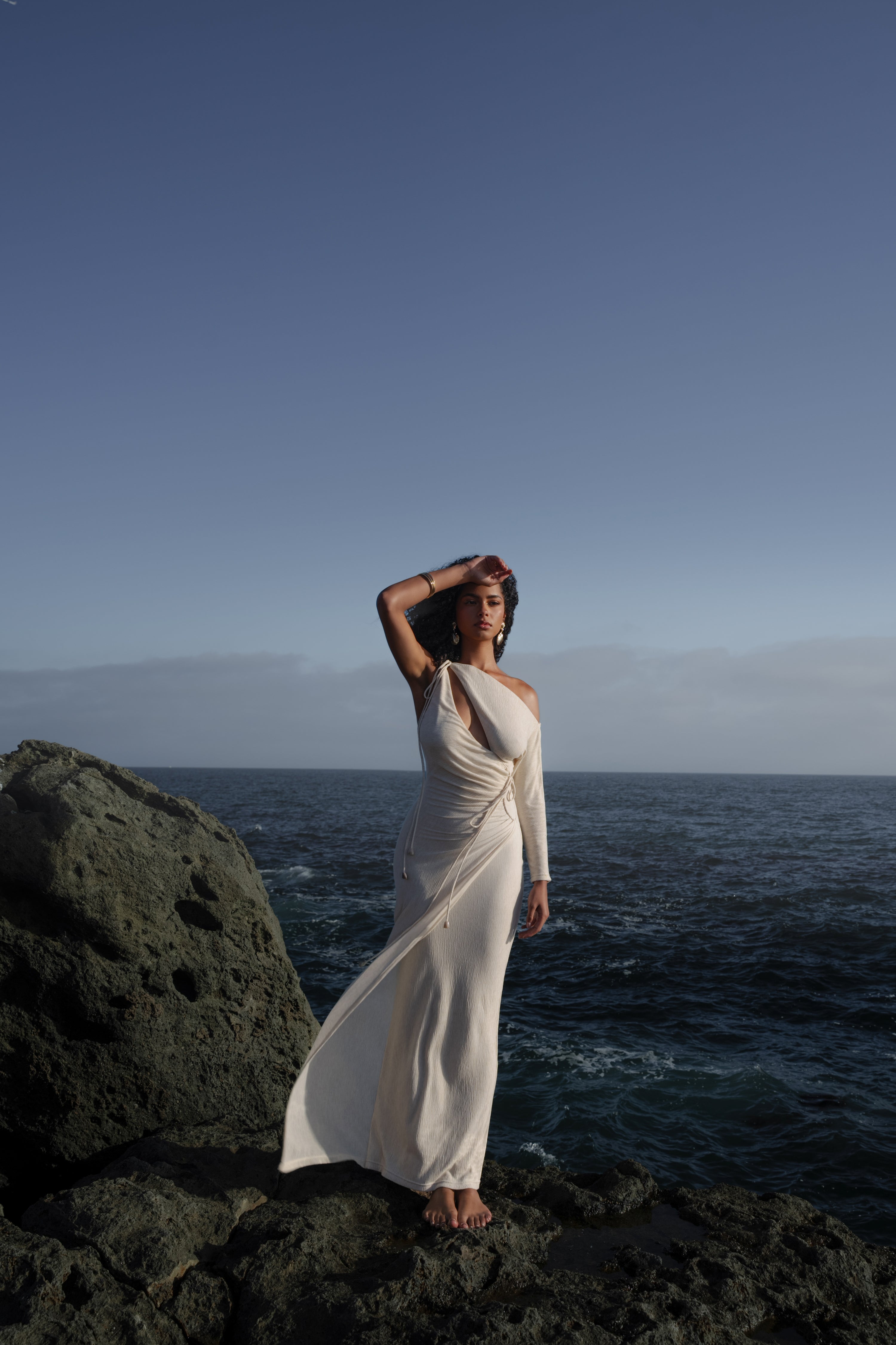 Ivory Odelia Crinkled Maxi Dress - JLUXLABEL