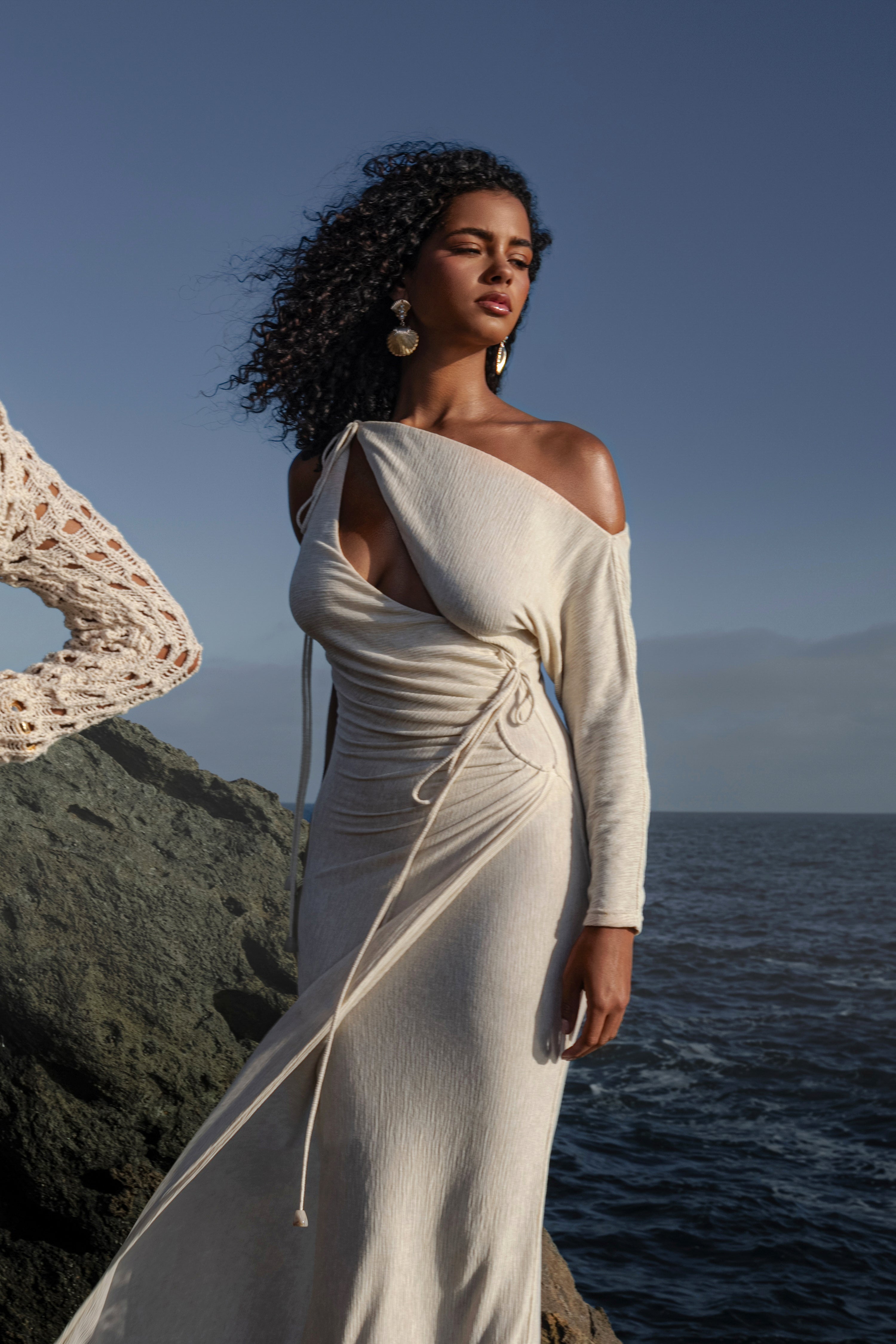 Ivory Odelia Crinkled Maxi Dress - JLUXLABEL