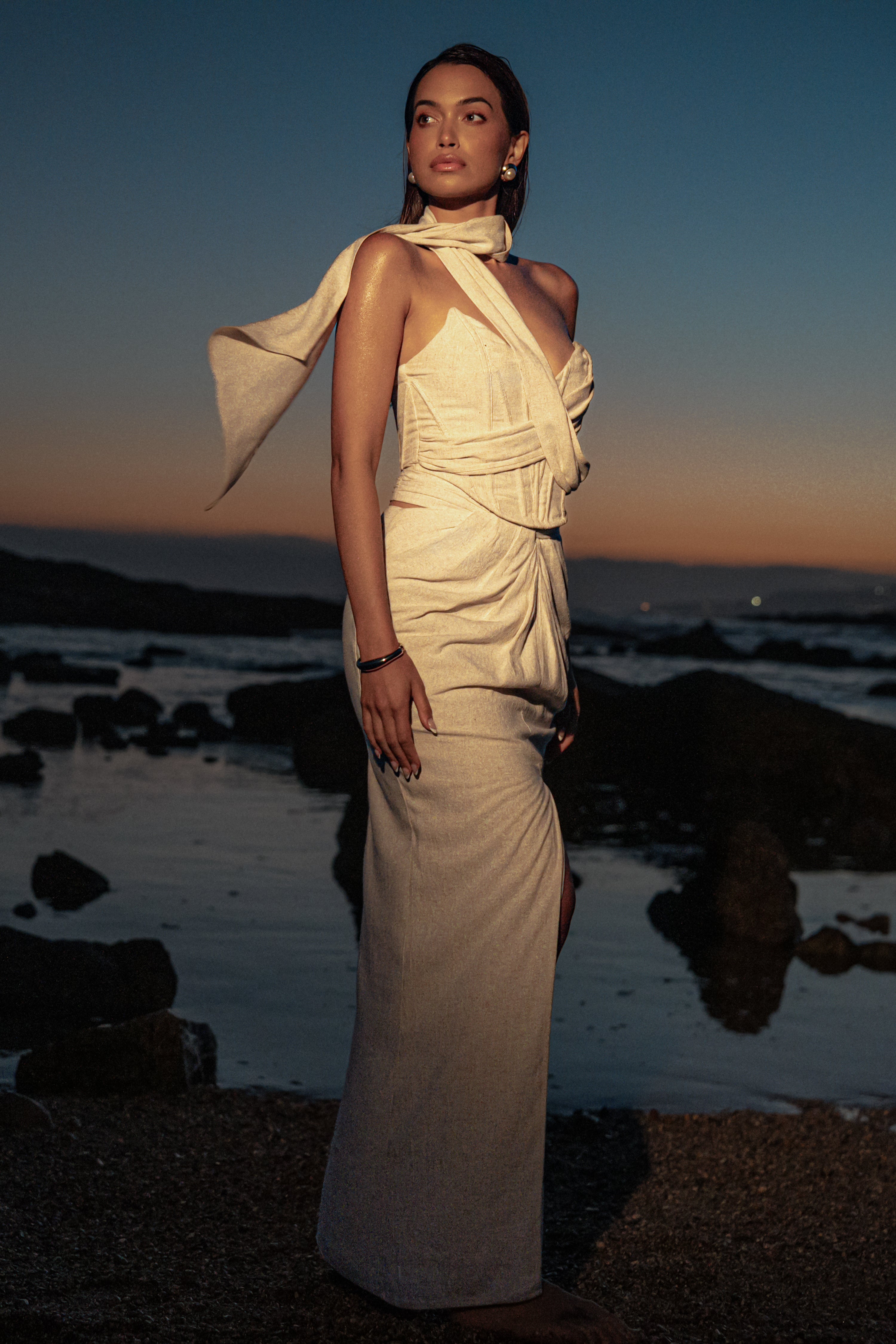 Natural Coastal Bliss Linen Bustier - JLUXLABEL