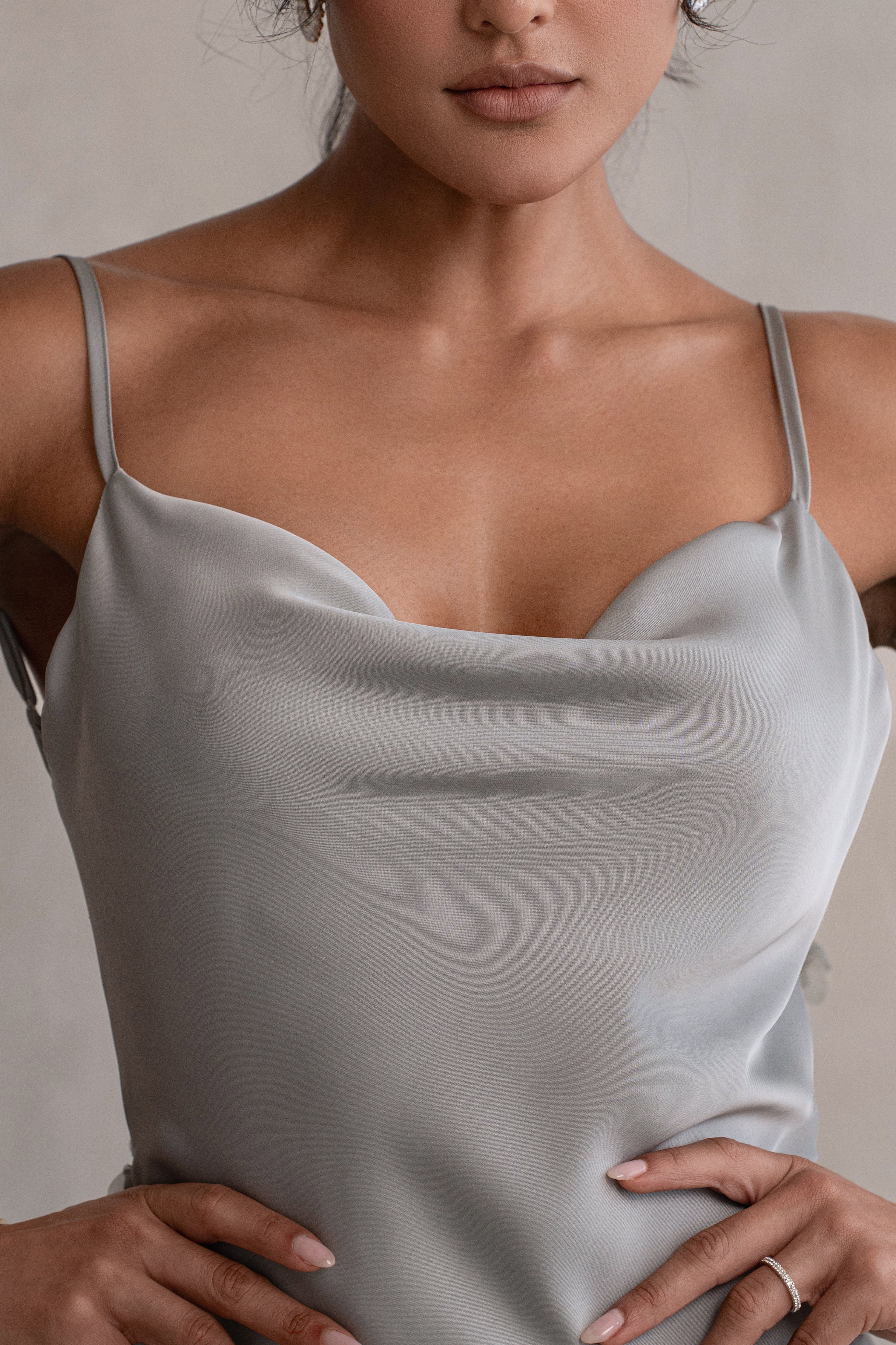 Sage Down The Aisle Satin Gown - JLUXLABEL