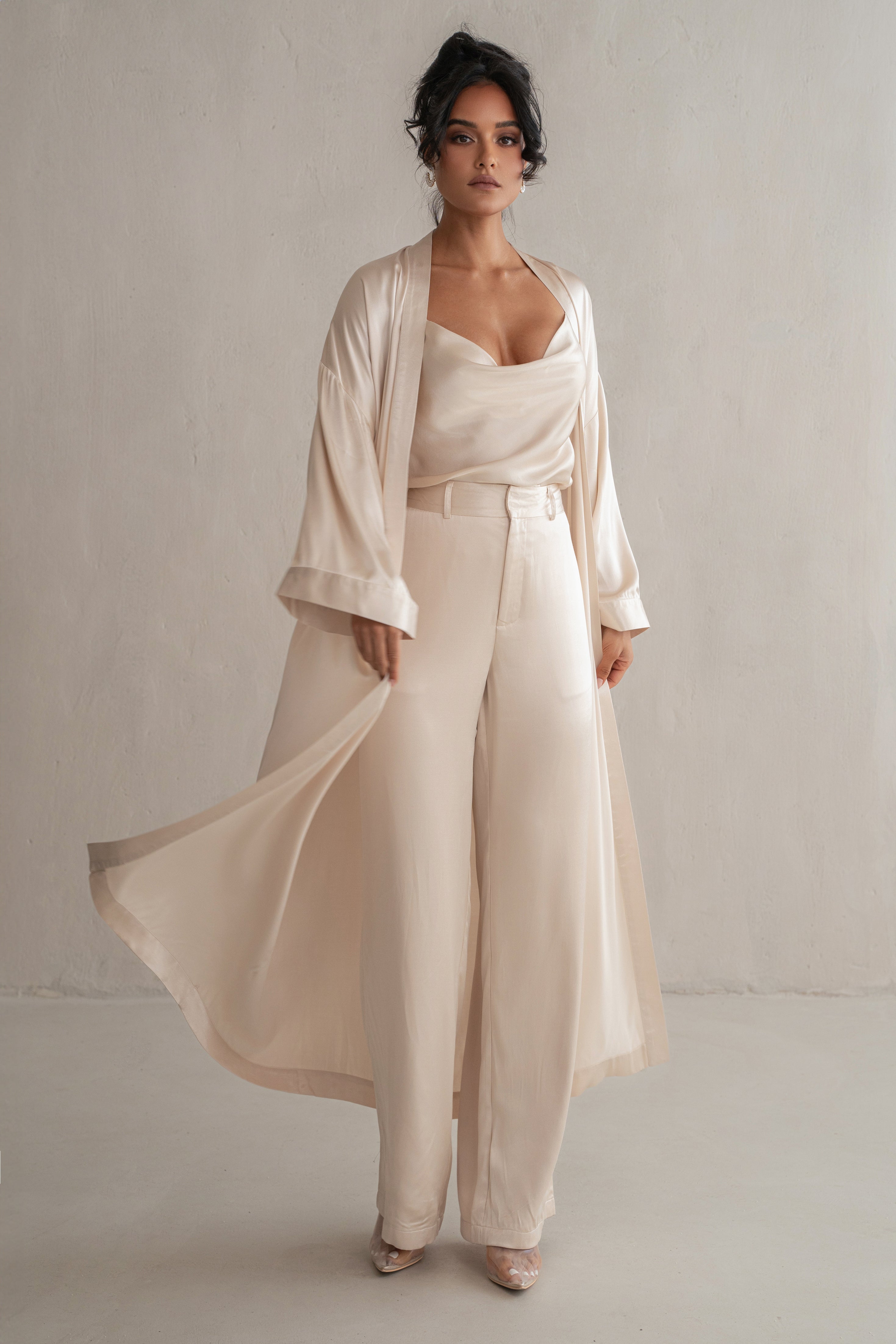 Champagne Forever And Always Satin Robe - JLUXLABEL