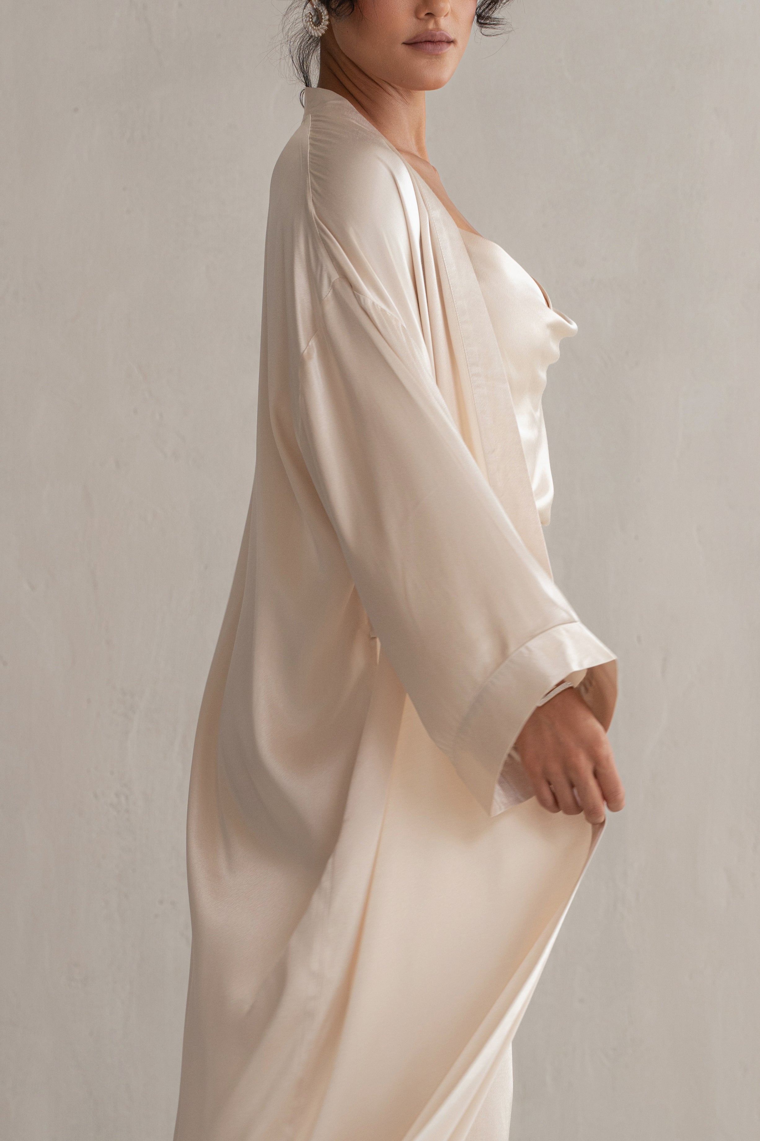 Champagne Forever And Always Satin Robe - JLUXLABEL