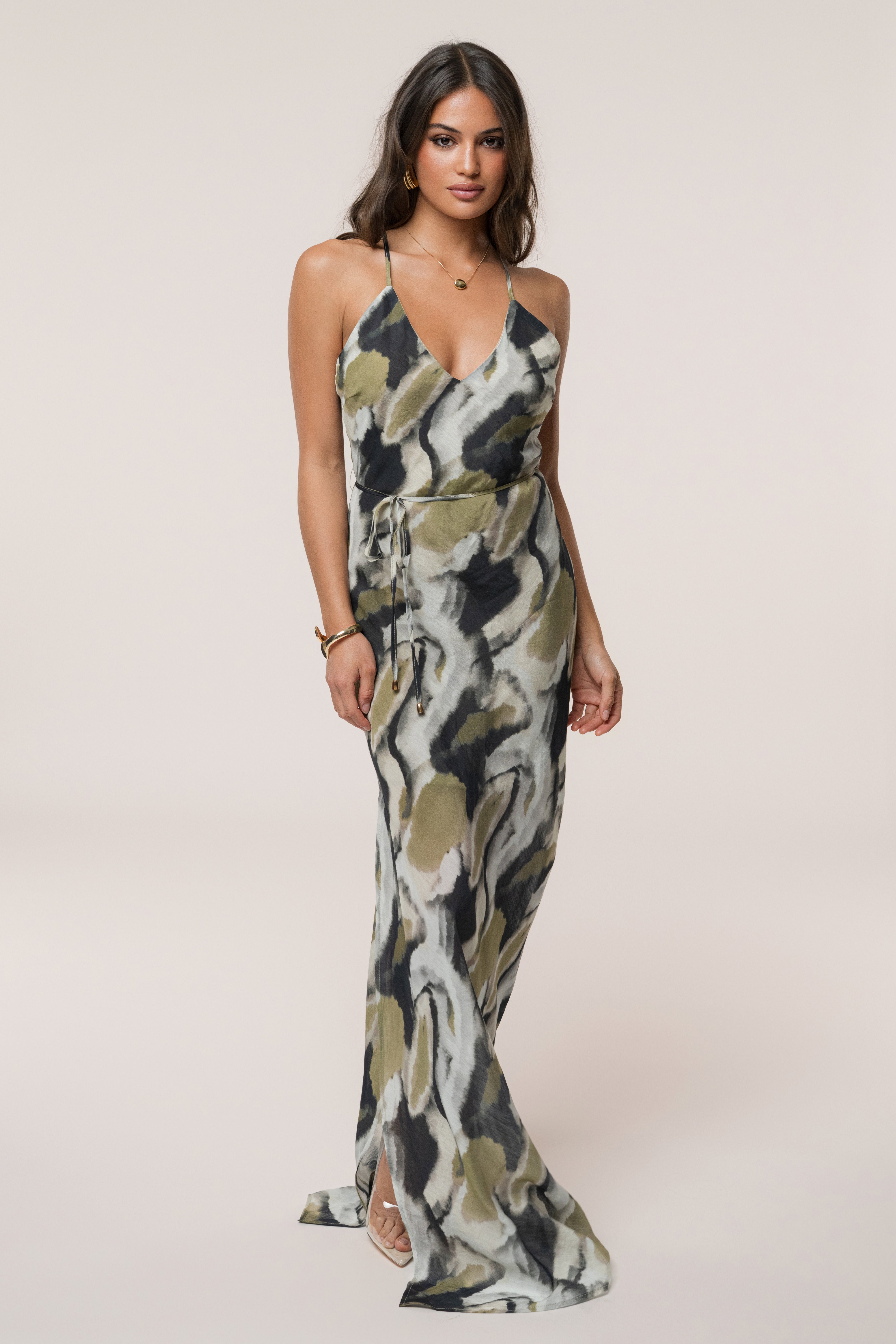 Grey Abstract Summer Reset Print Dress - JLUXLABEL