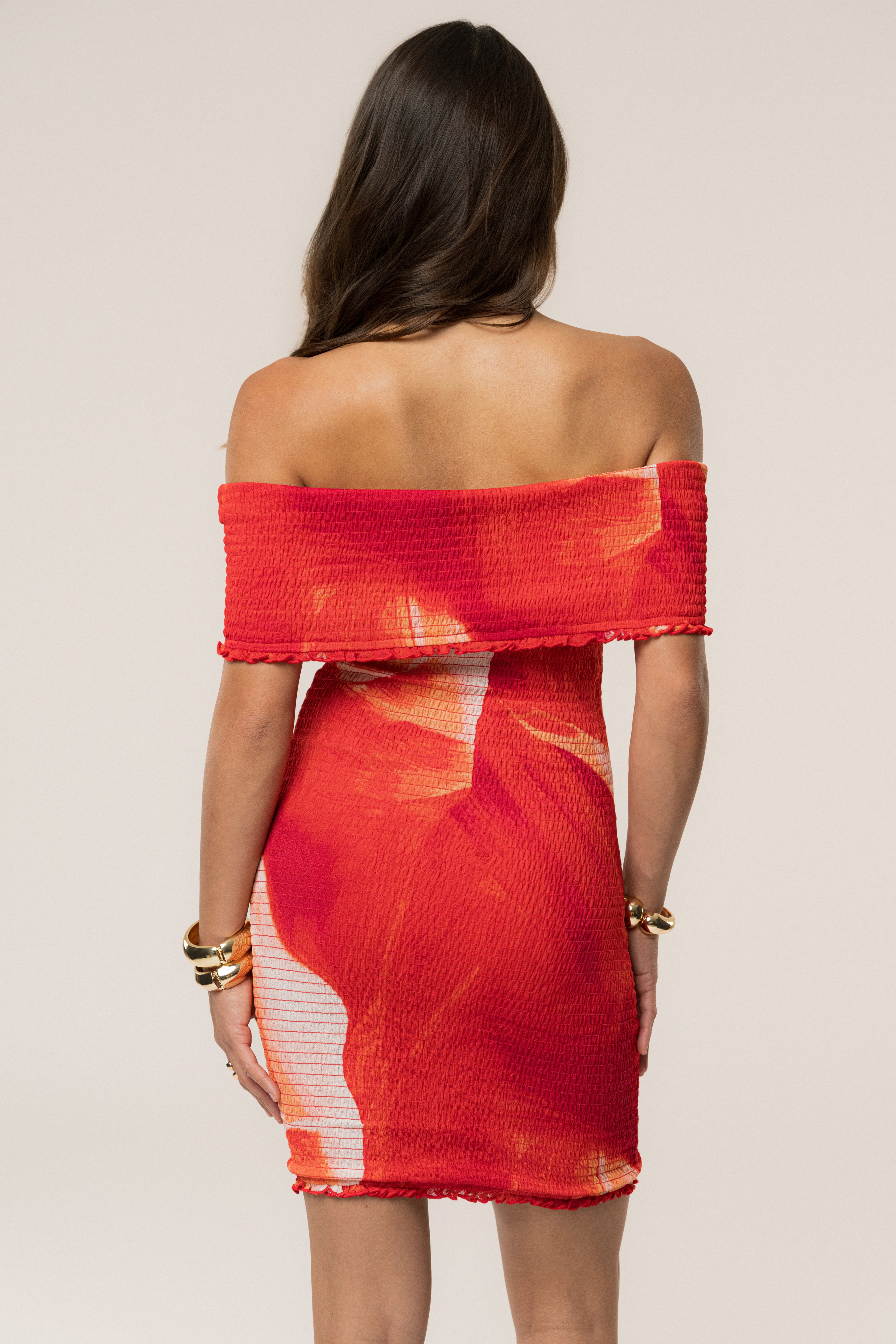 Sunset Red Garden Bliss Mini Dress - JLUXLABEL