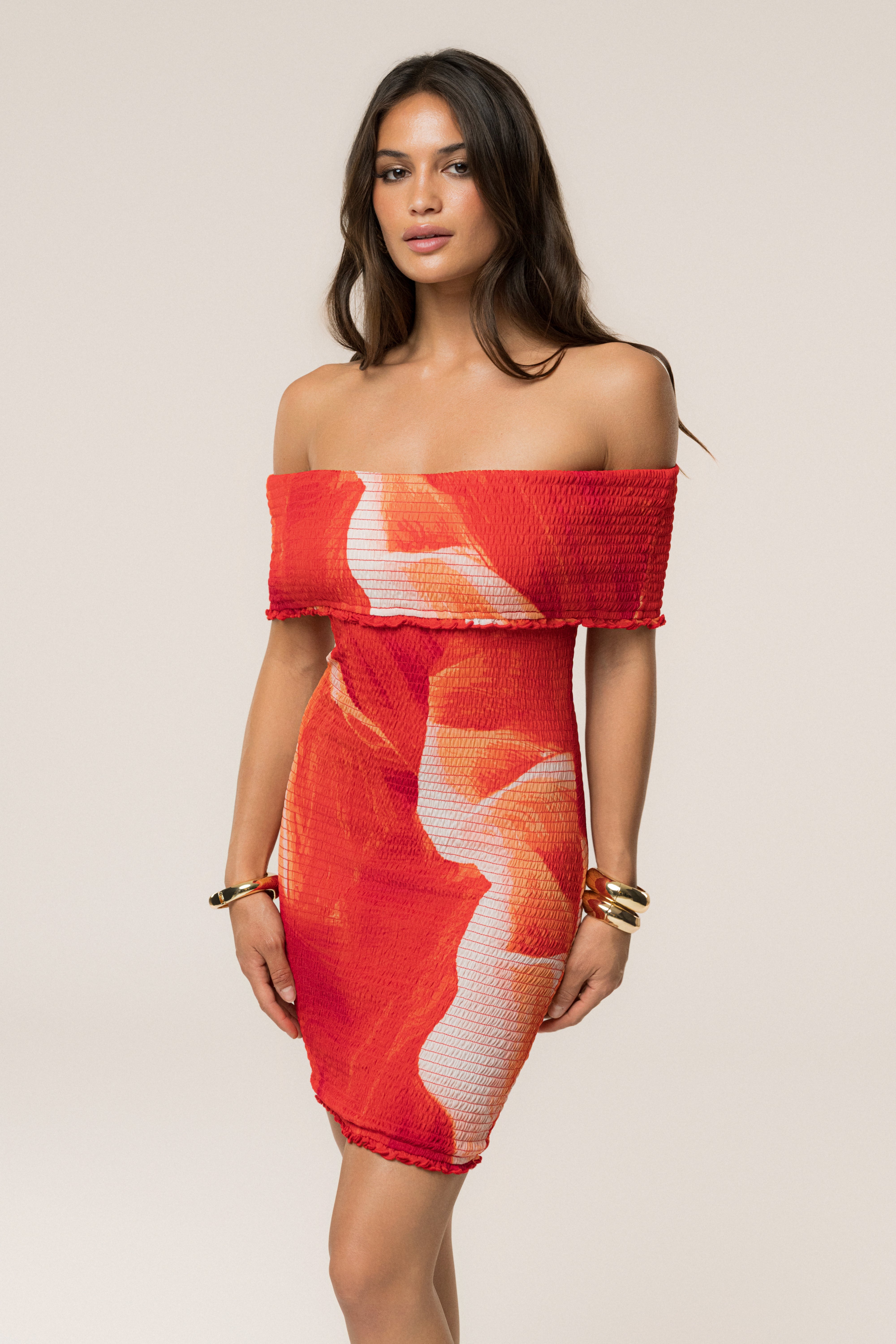 Sunset Red Garden Bliss Mini Dress - JLUXLABEL