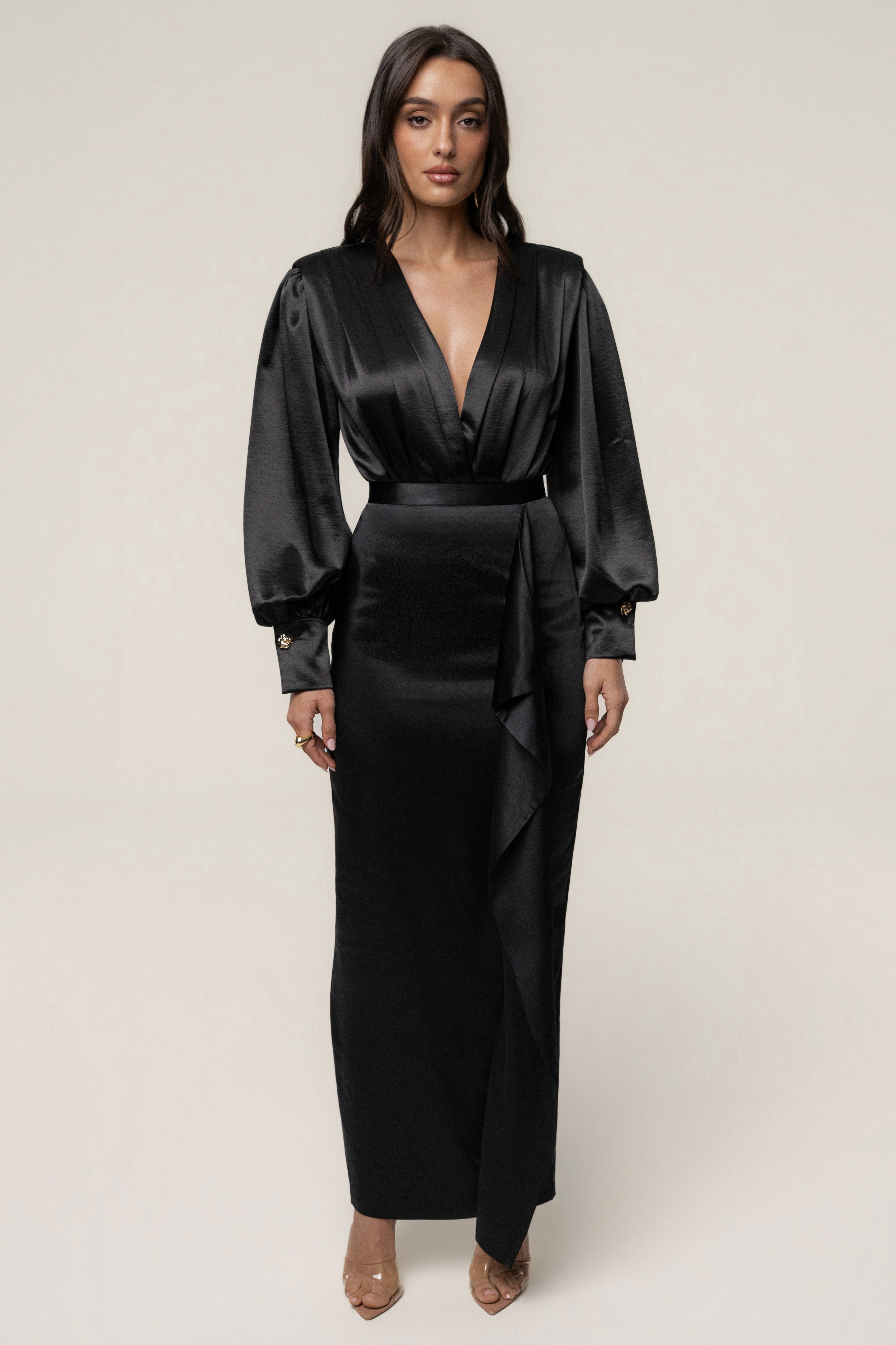 Black Midnight Mirage Satin Skirt - JLUXLABEL