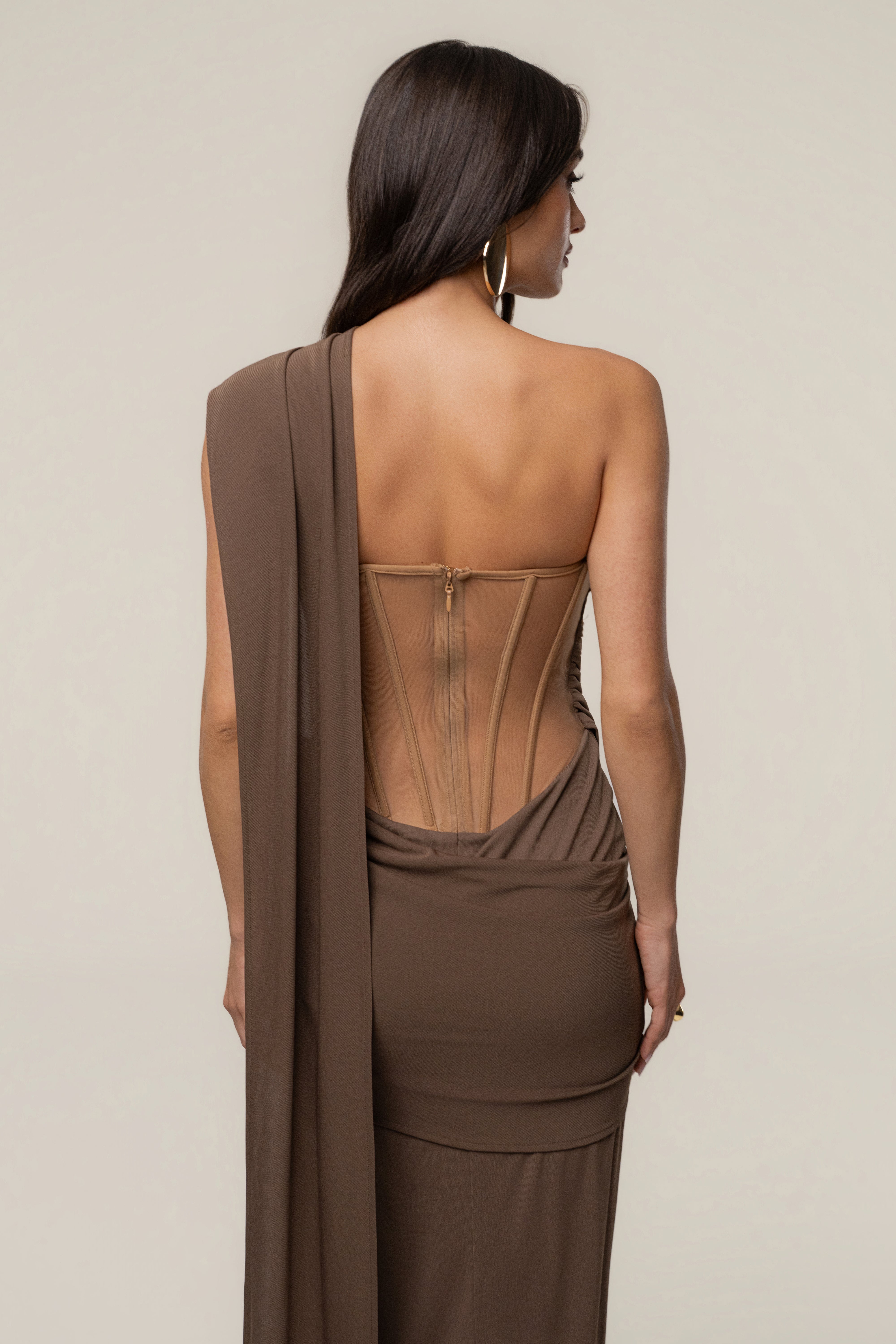 Dark Taupe Empress of Hearts Maxi Gown - JLUXLABEL