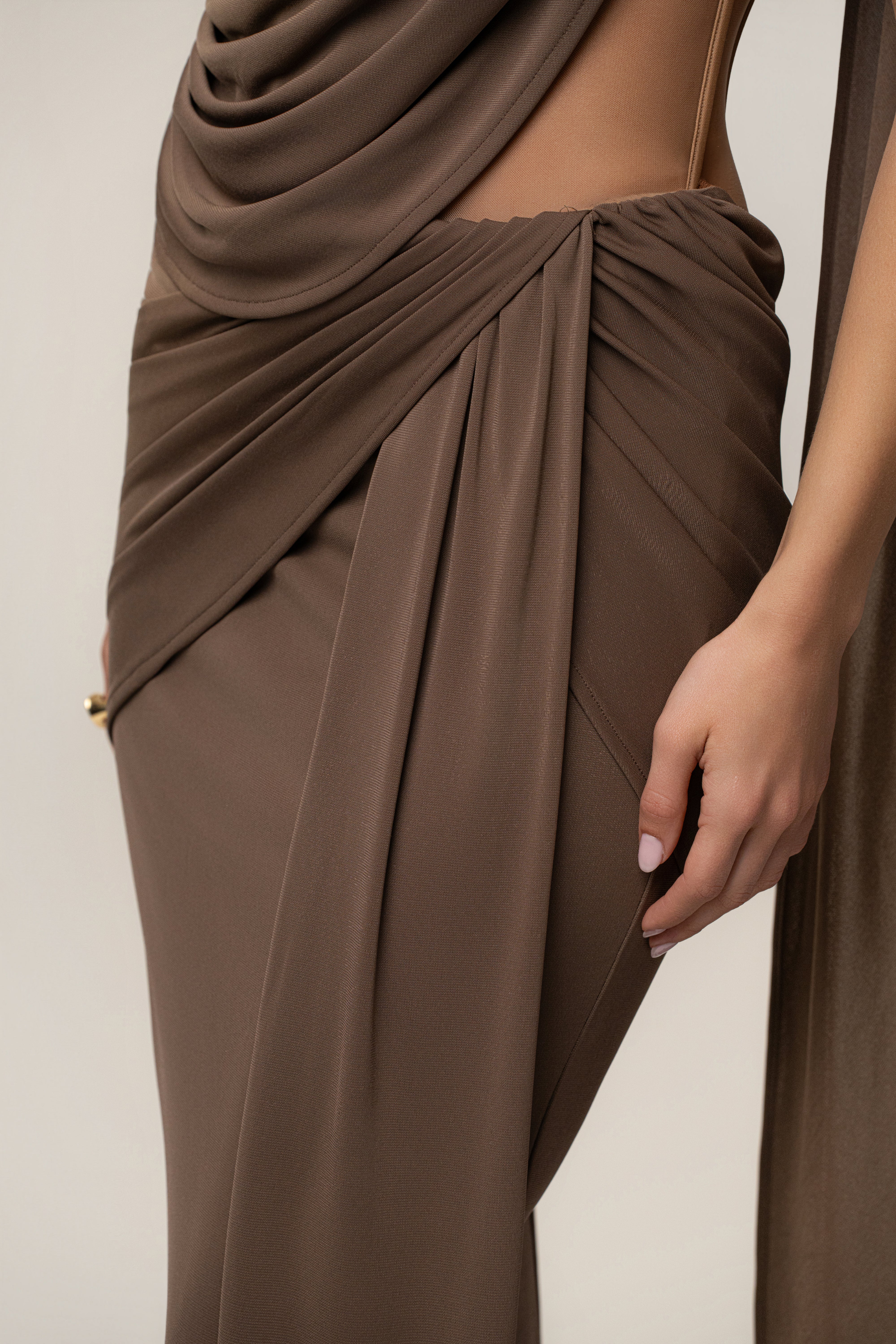 Dark Taupe Empress of Hearts Maxi Gown - JLUXLABEL
