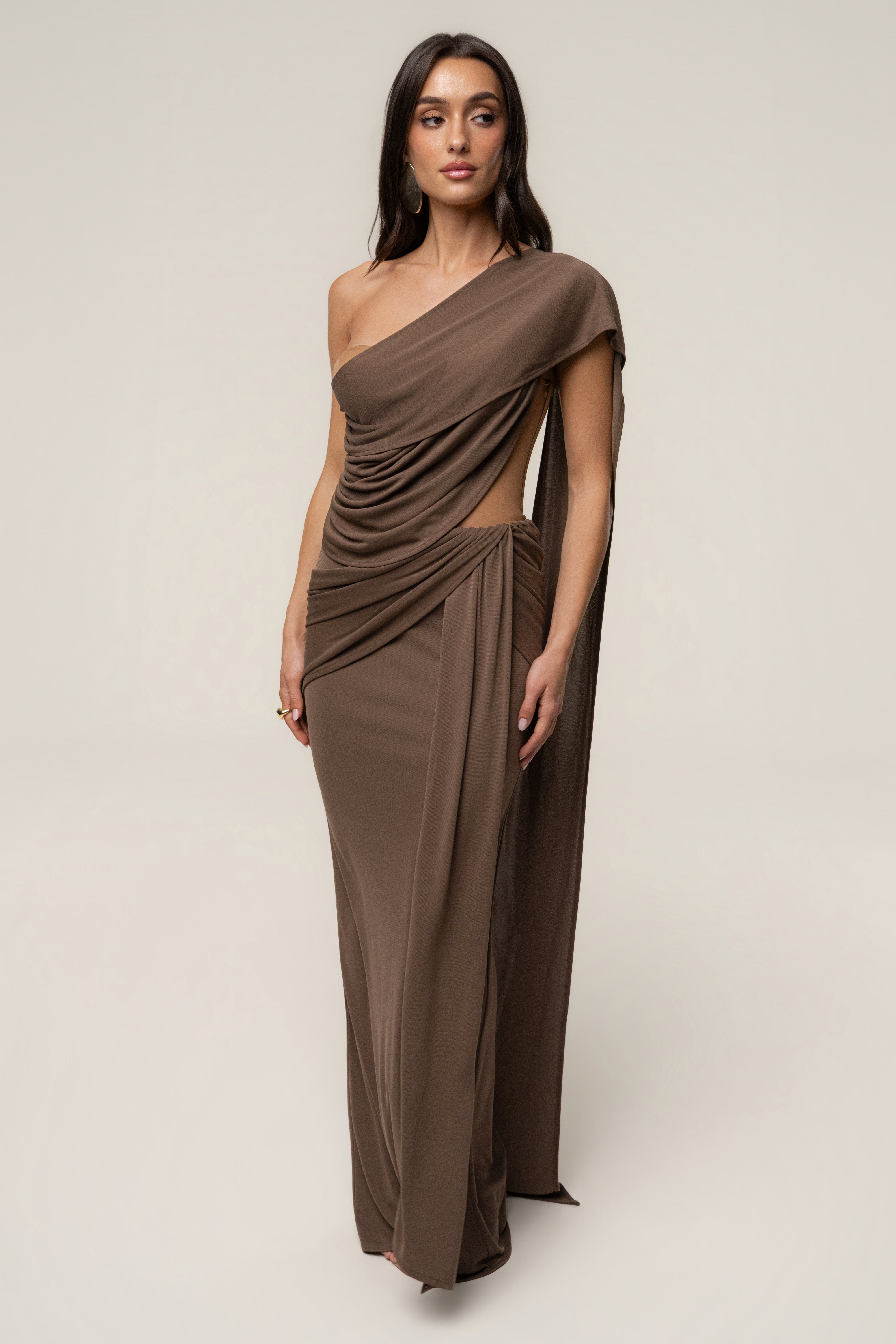 Dark Taupe Empress of Hearts Maxi Gown - JLUXLABEL