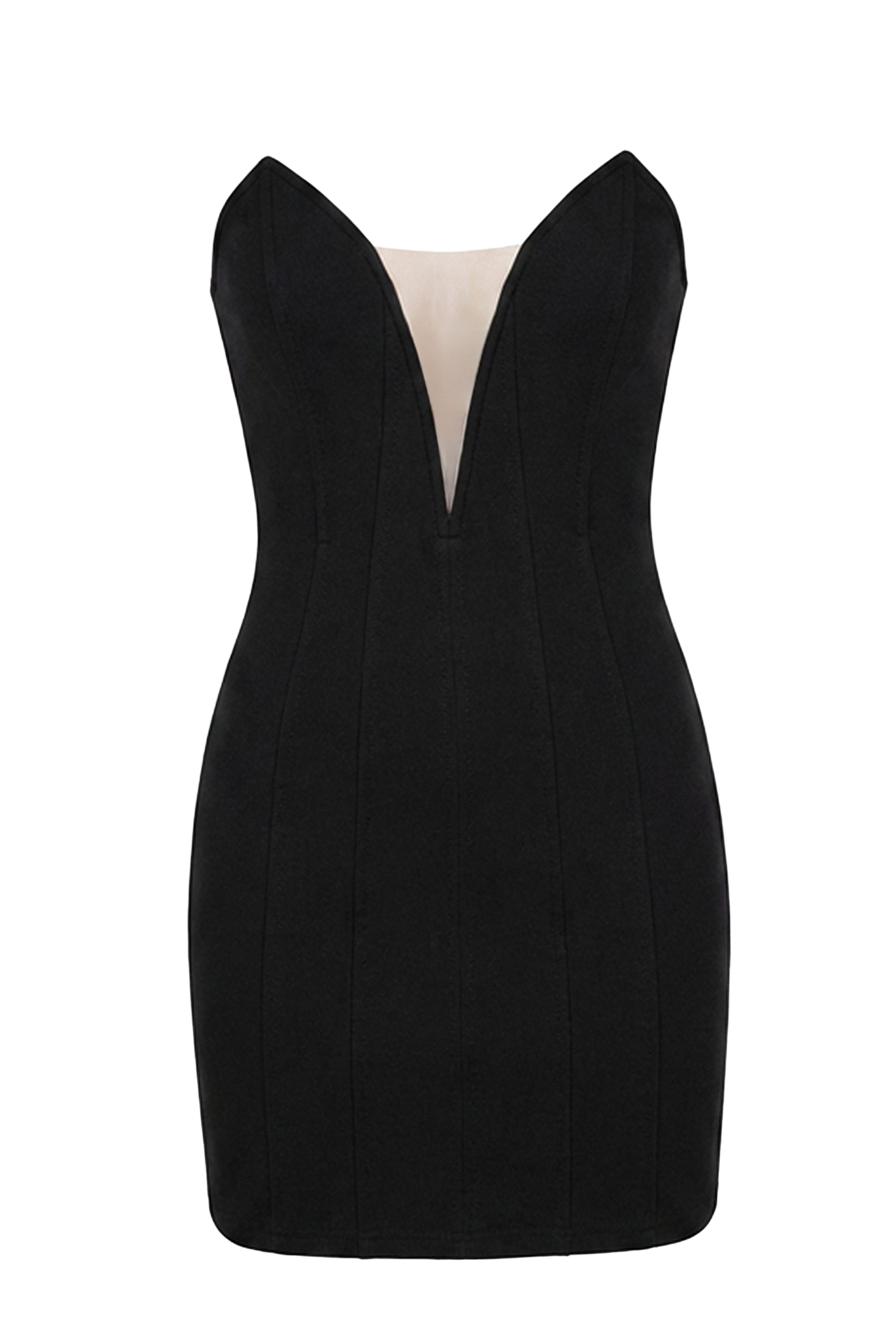 Black Gilded Radiance Mini Dress - JLUXLABEL
