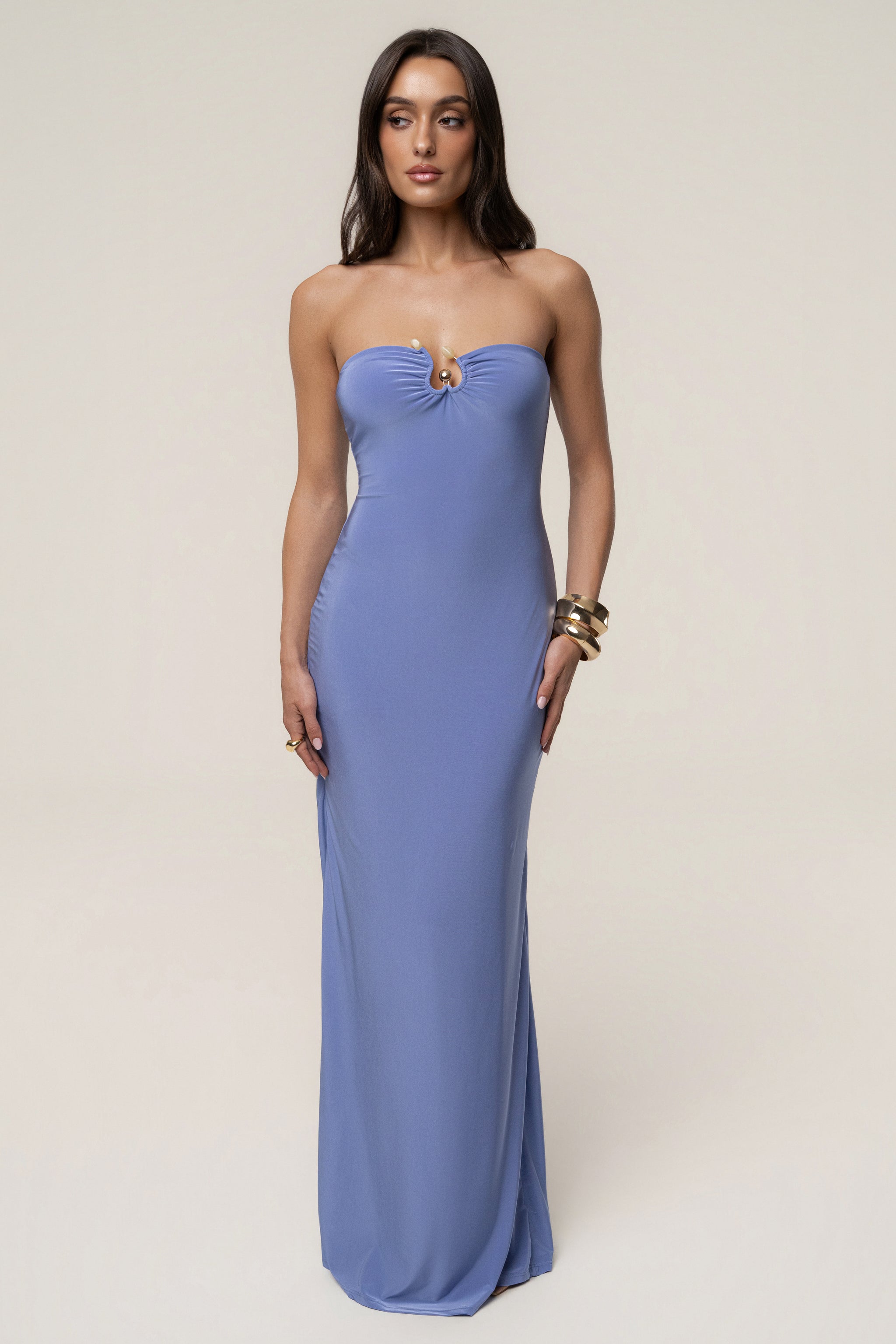 fitted lace wedding dress Periwinkle Drift Serenity Maxi Dress