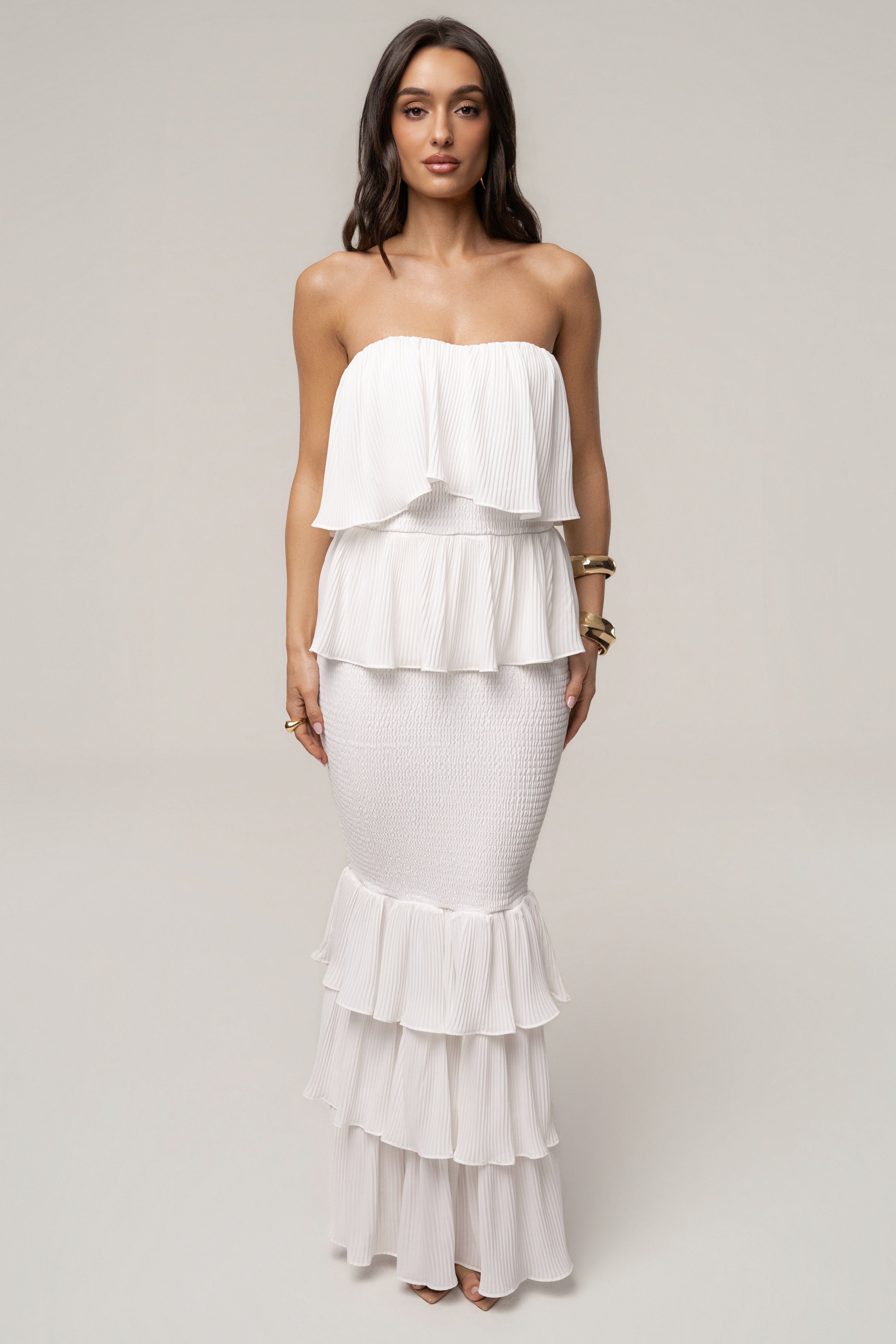 Ivory Casa Blanca Ruffle Dress - JLUXLABEL