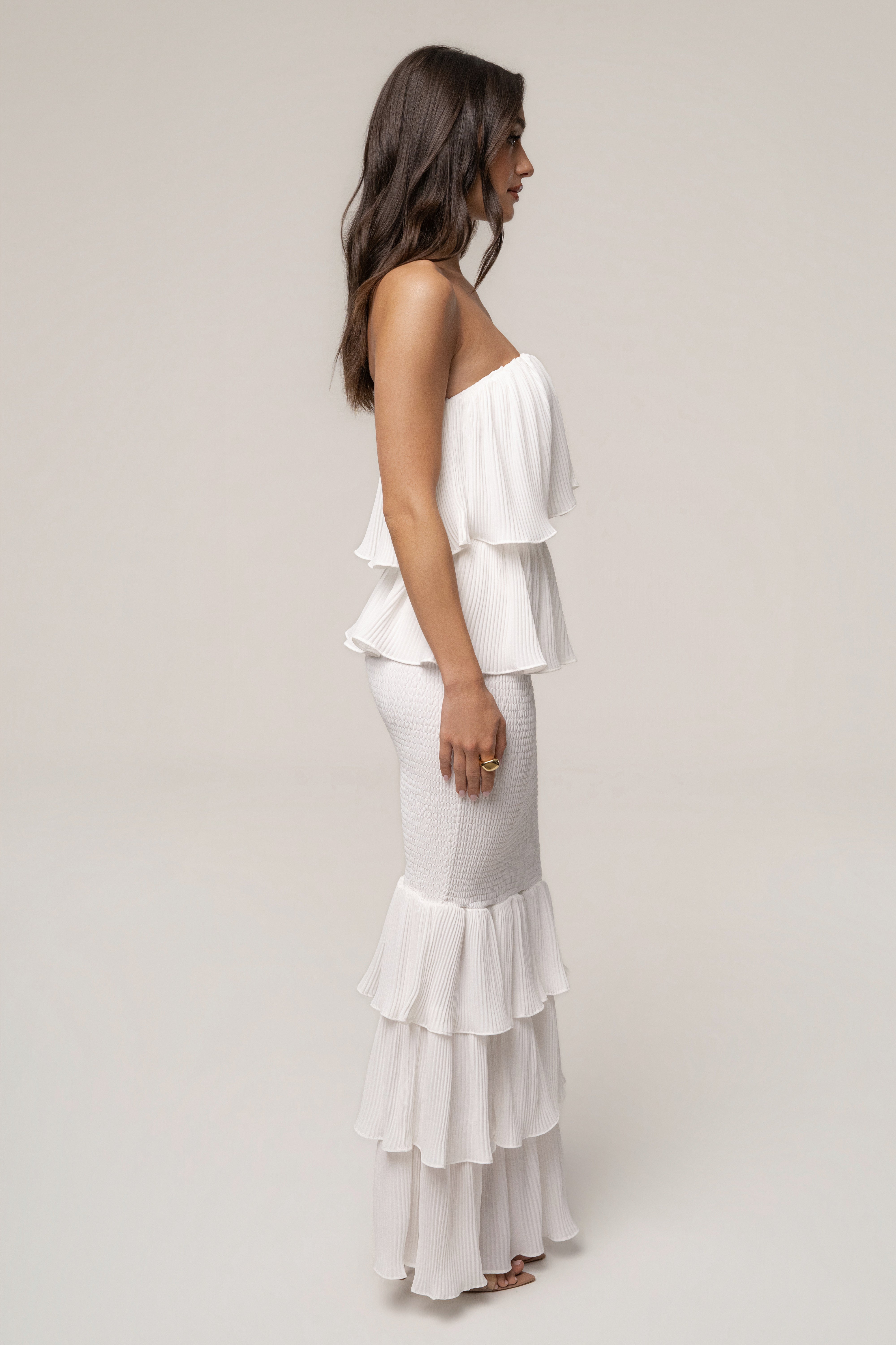 Ivory Casa Blanca Ruffle Dress - JLUXLABEL