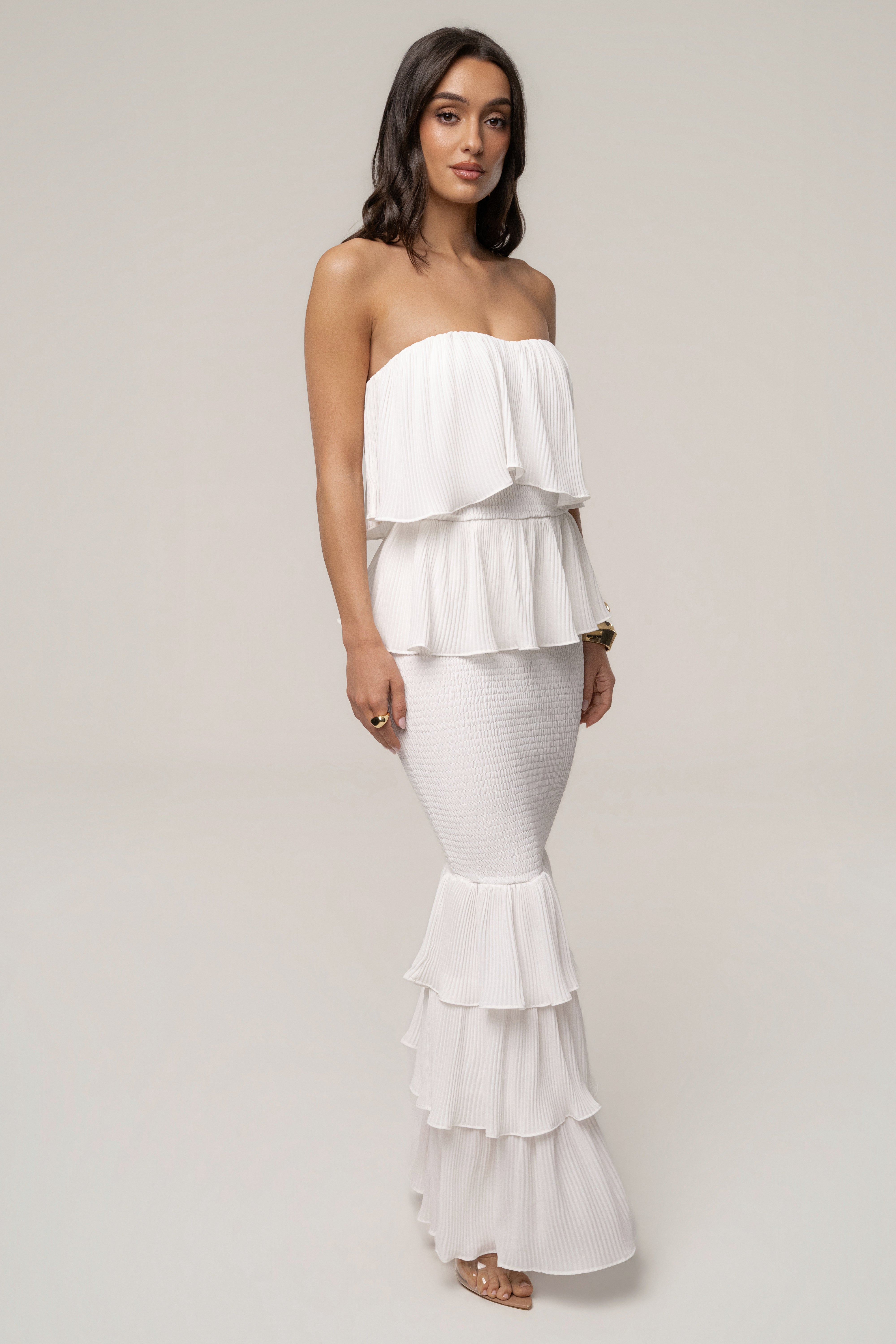 Ivory Casa Blanca Ruffle Dress - JLUXLABEL