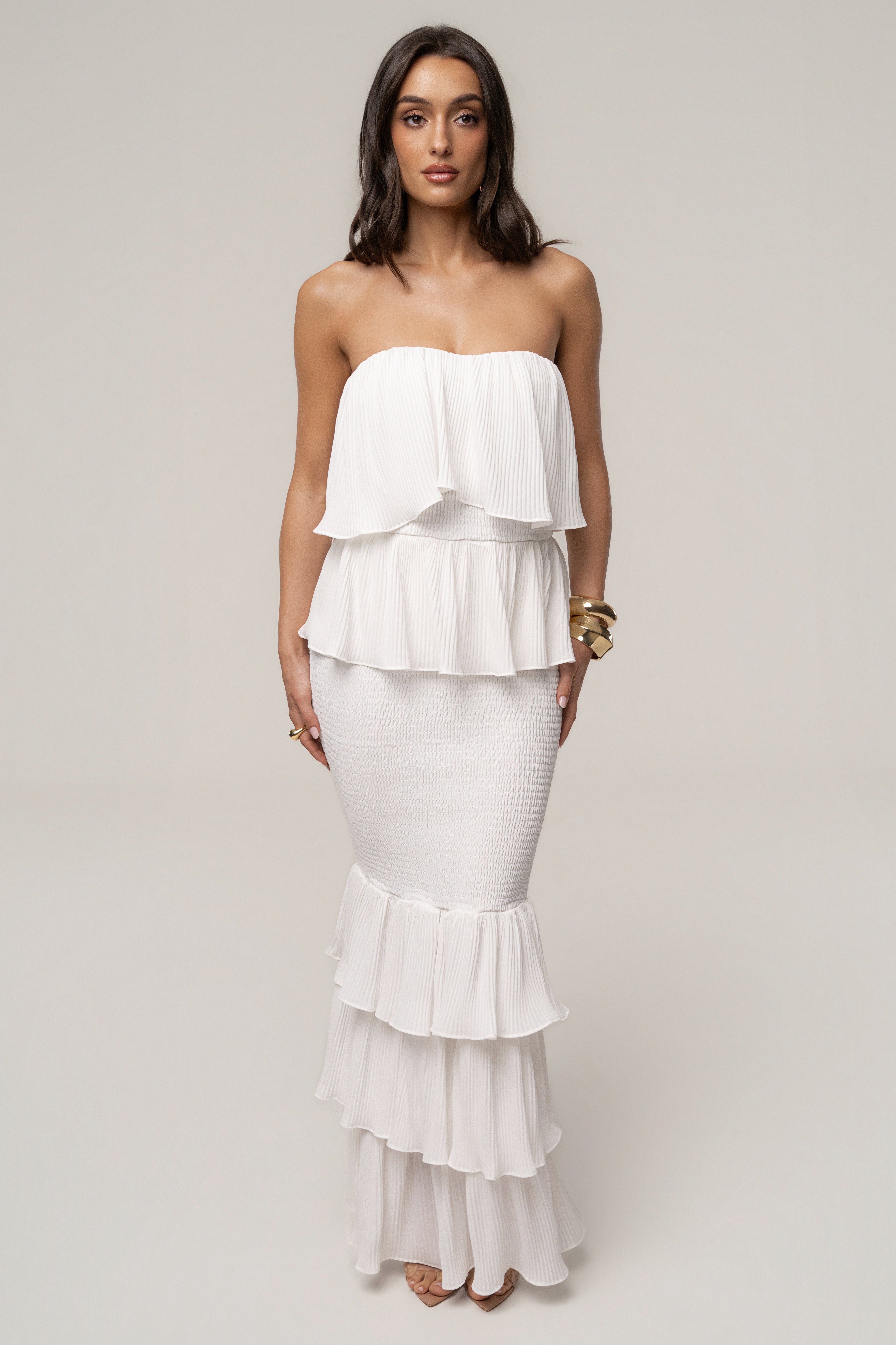 Ivory Casa Blanca Ruffle Dress - JLUXLABEL