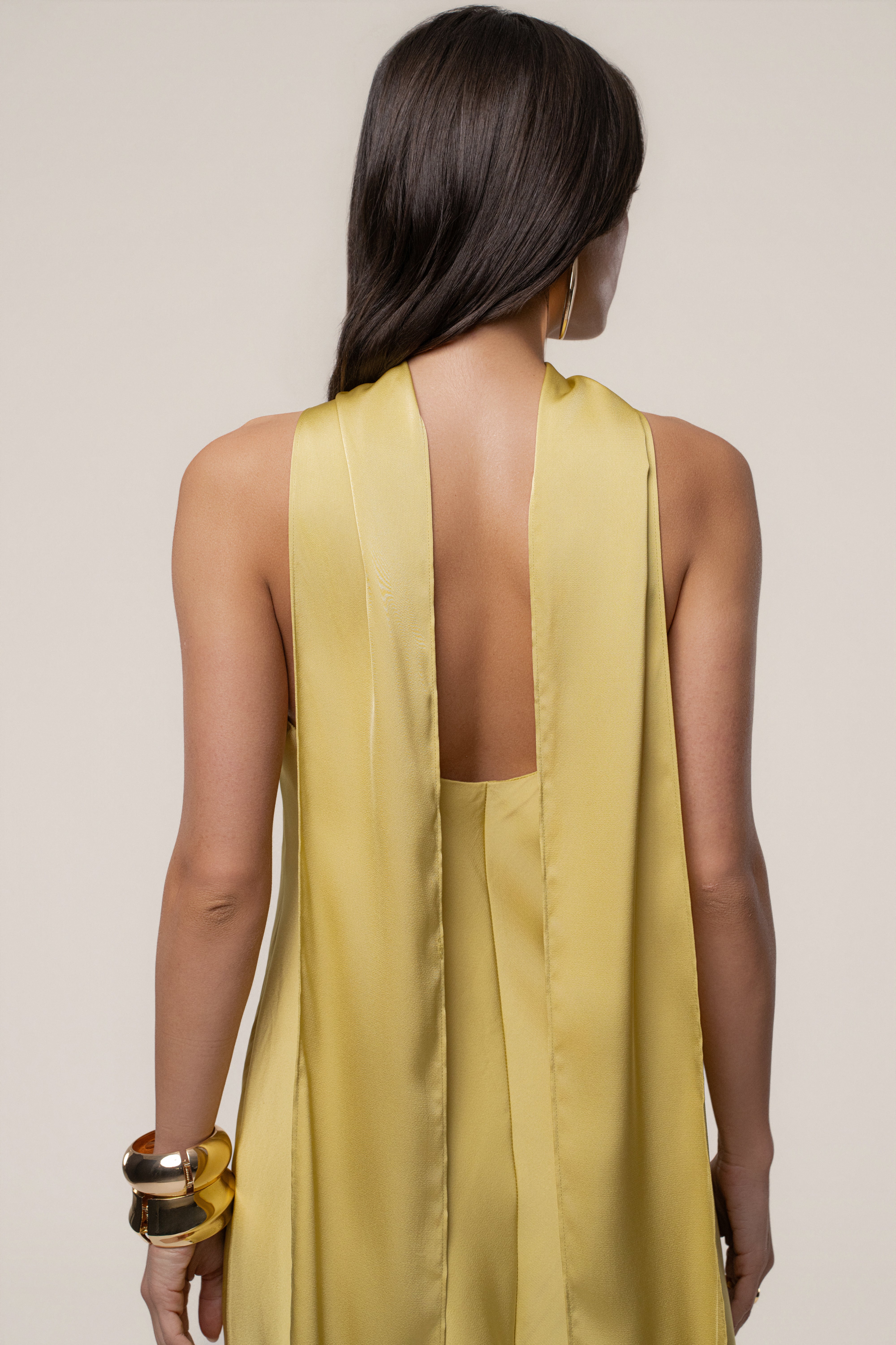 Yellow Jasmine Drape Mini Dress - JLUXLABEL