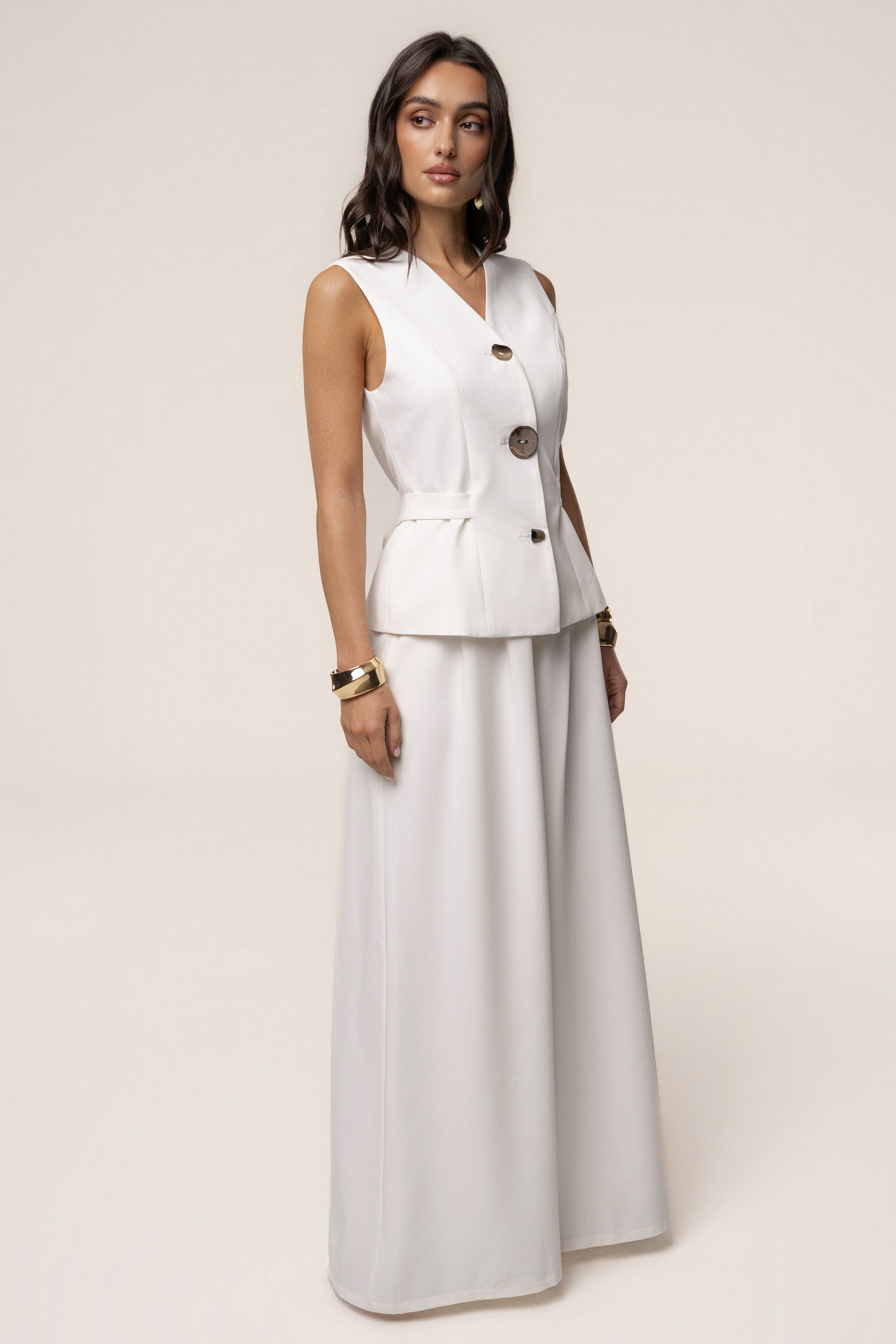 White Costa Tailored Pant Set - JLUXLABEL