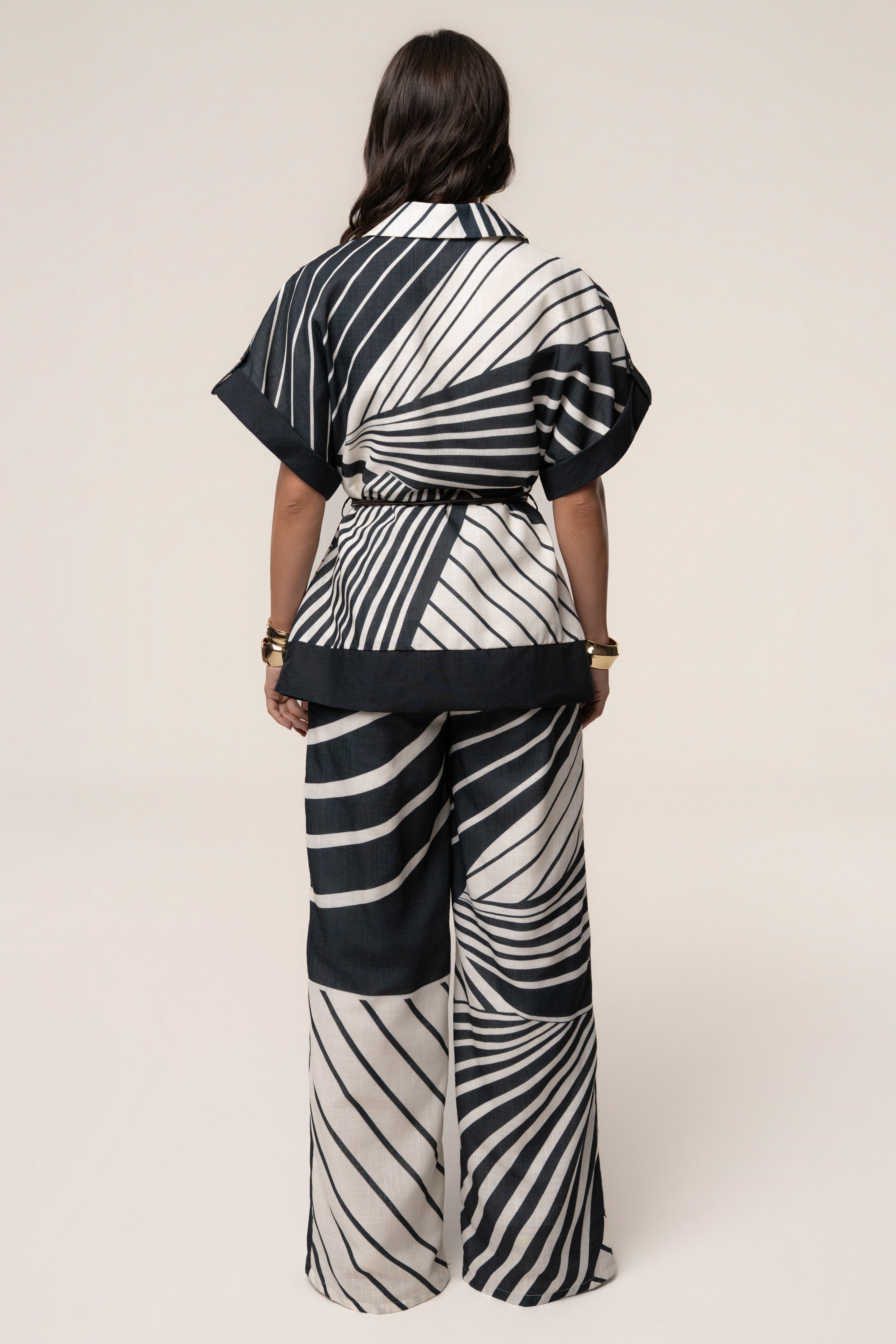 Black Abstract Sahara Pant Set - JLUXLABEL