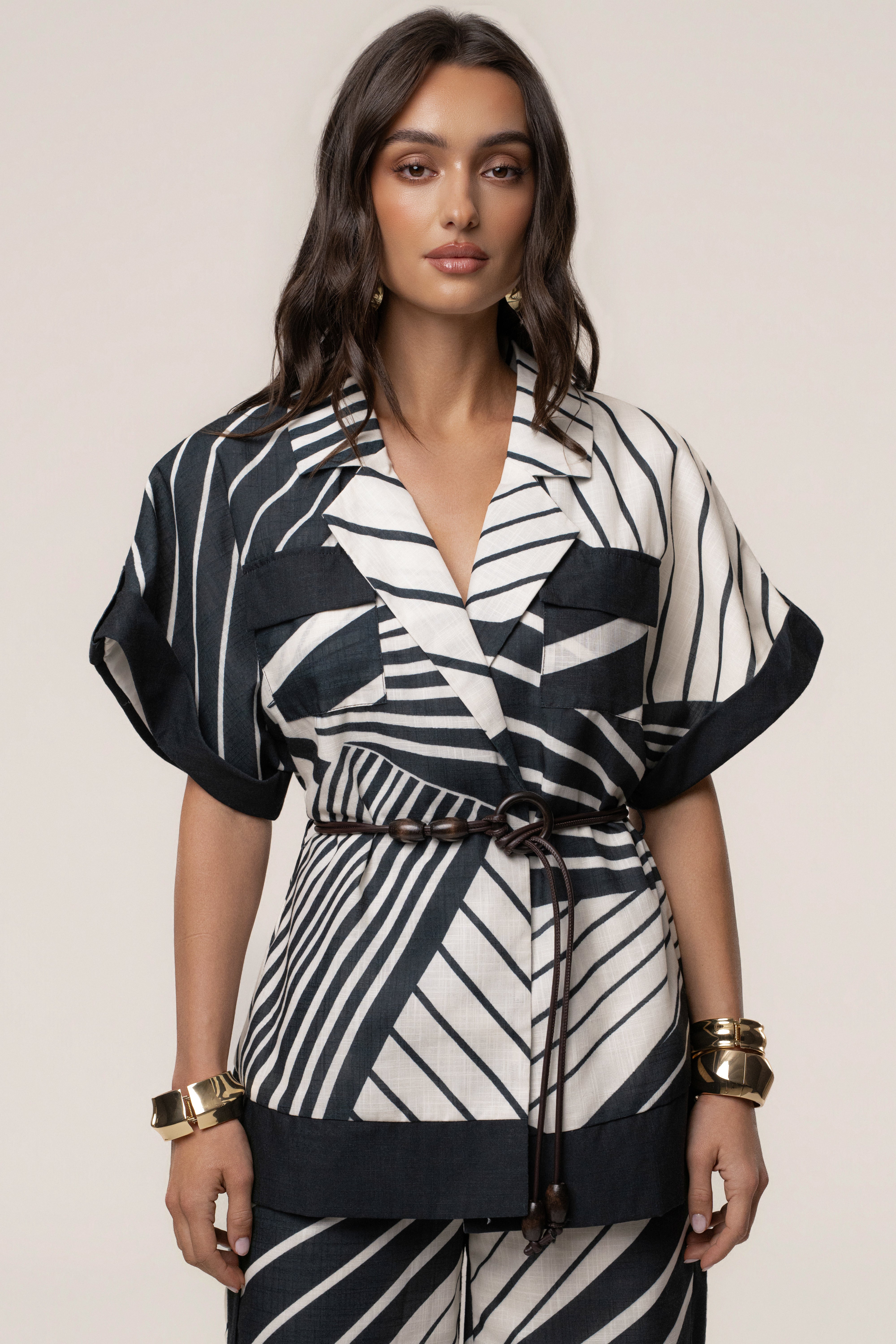 Black Abstract Sahara Pant Set - JLUXLABEL