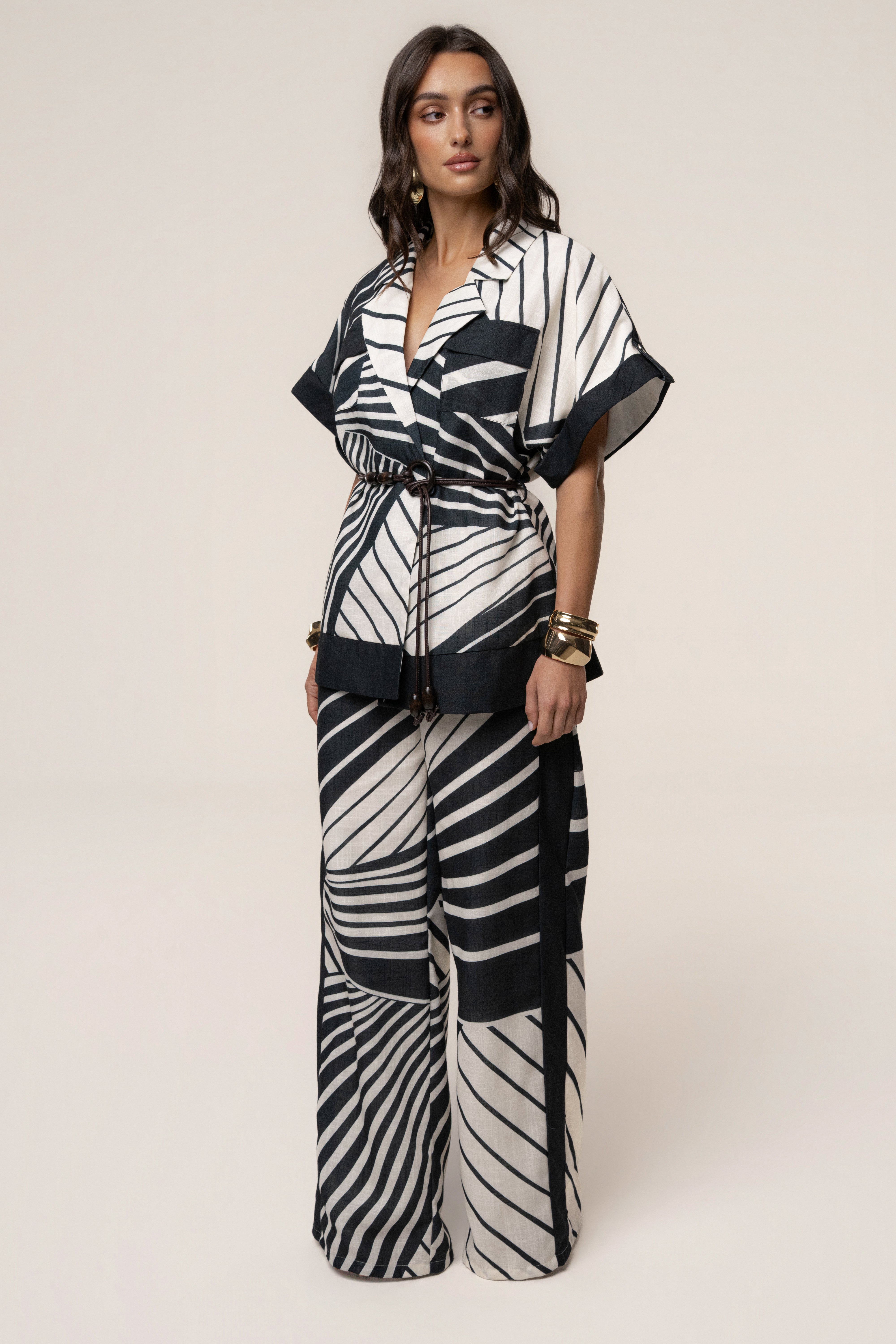 Black Abstract Sahara Pant Set - JLUXLABEL