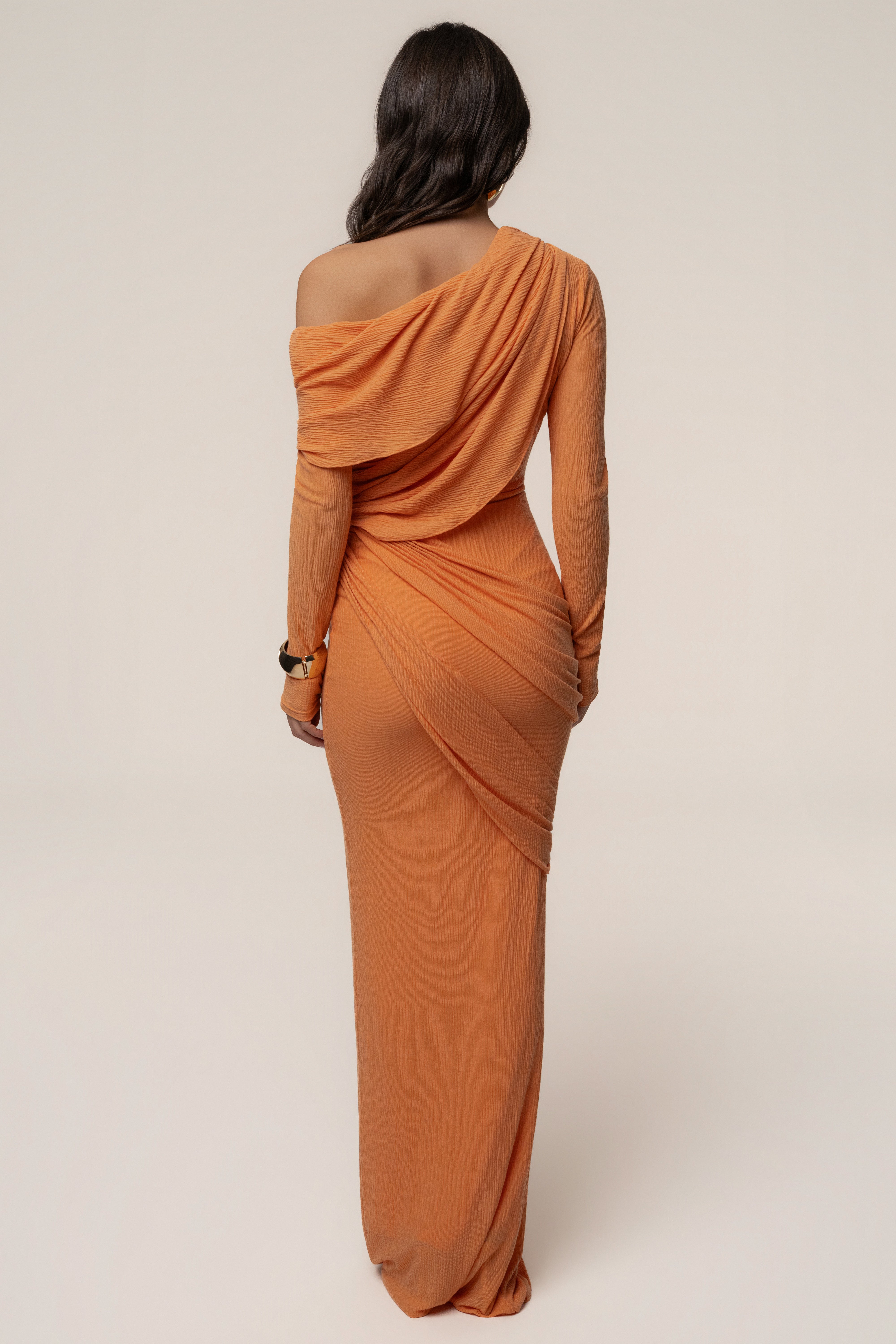 Coral Textured One Shoulder Bodysuit - JLUXLABEL
