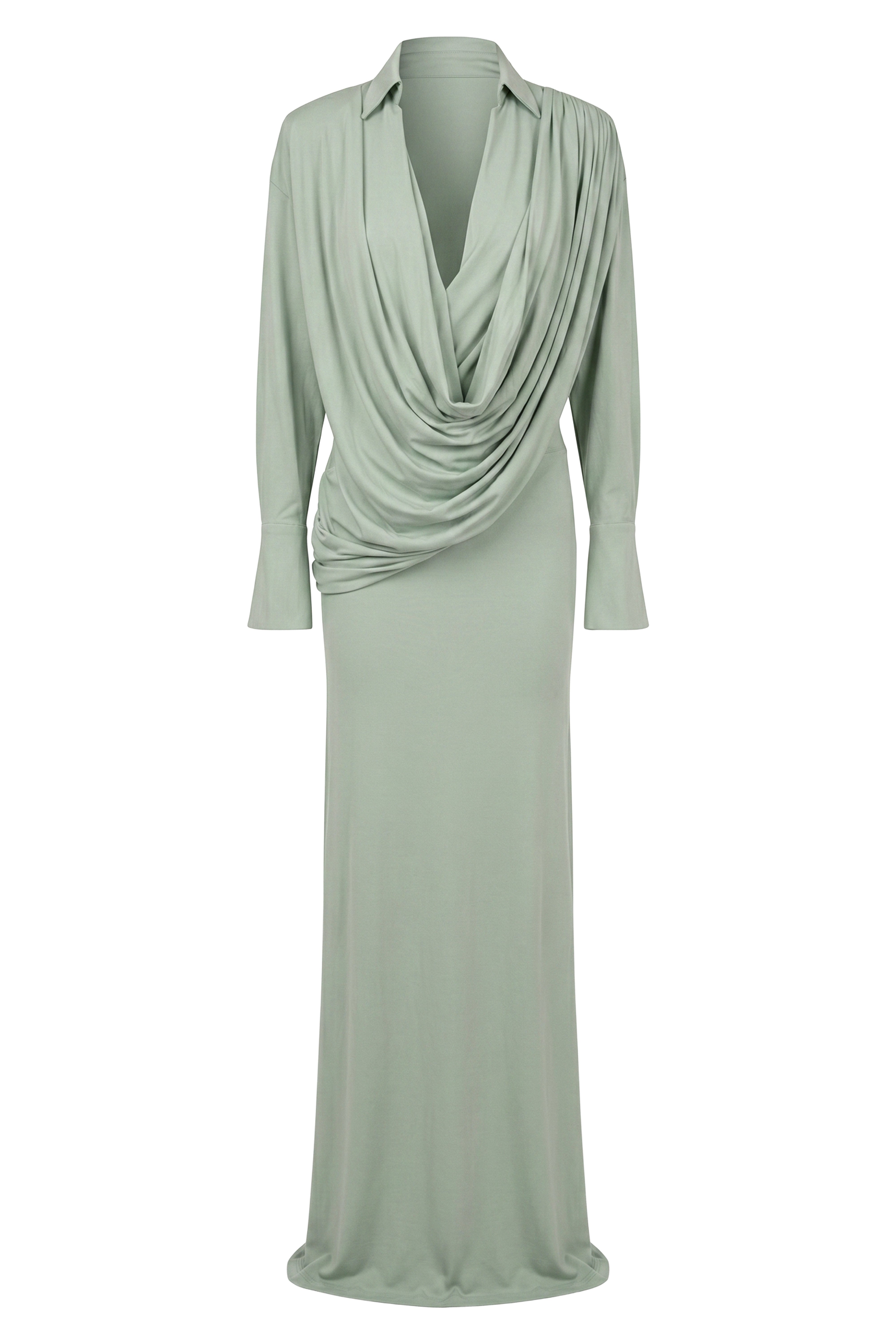 Mint Poise Draped Maxi Dress - JLUXLABEL