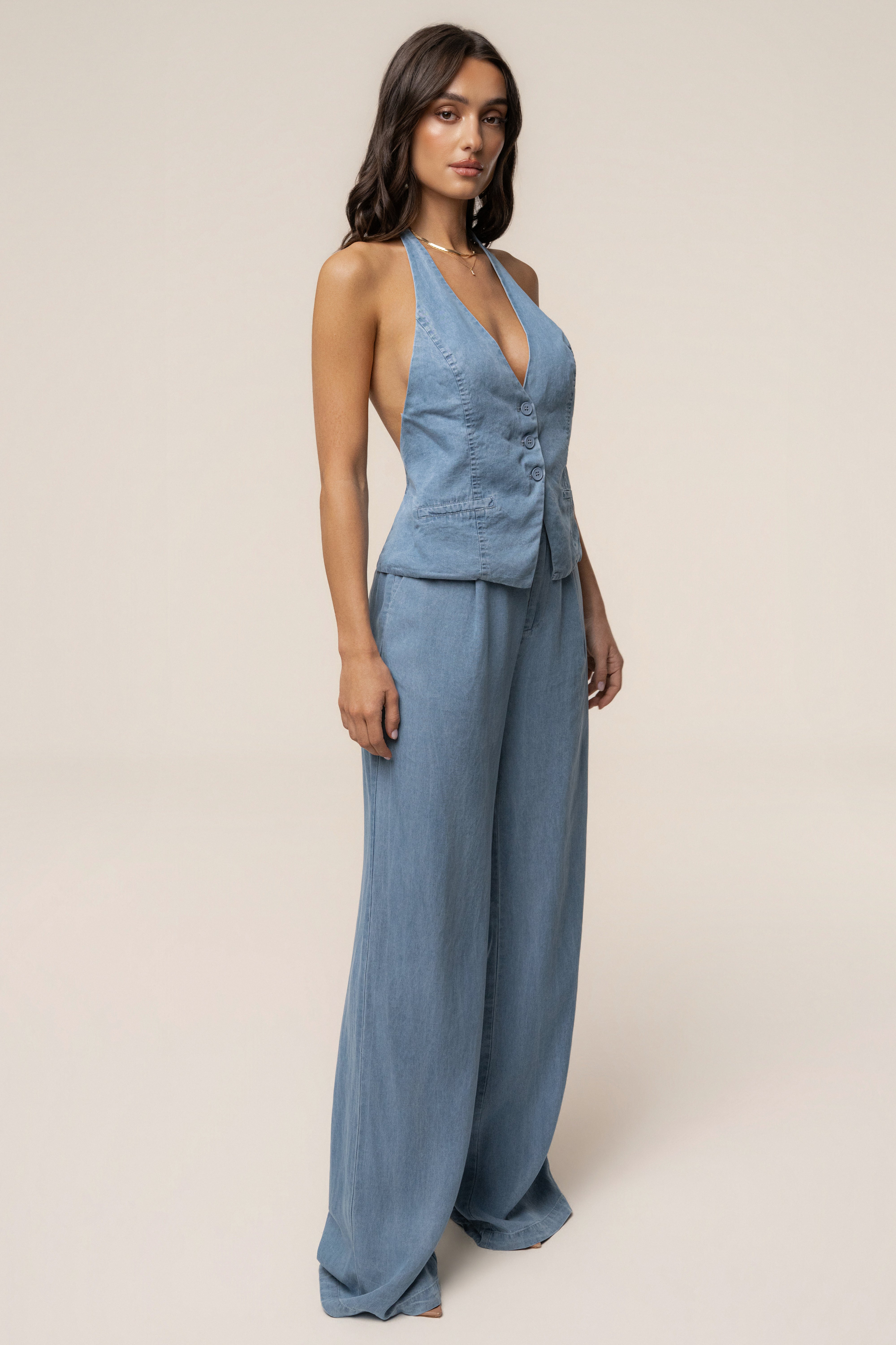 Chambray Downtown Pant - JLUXLABEL