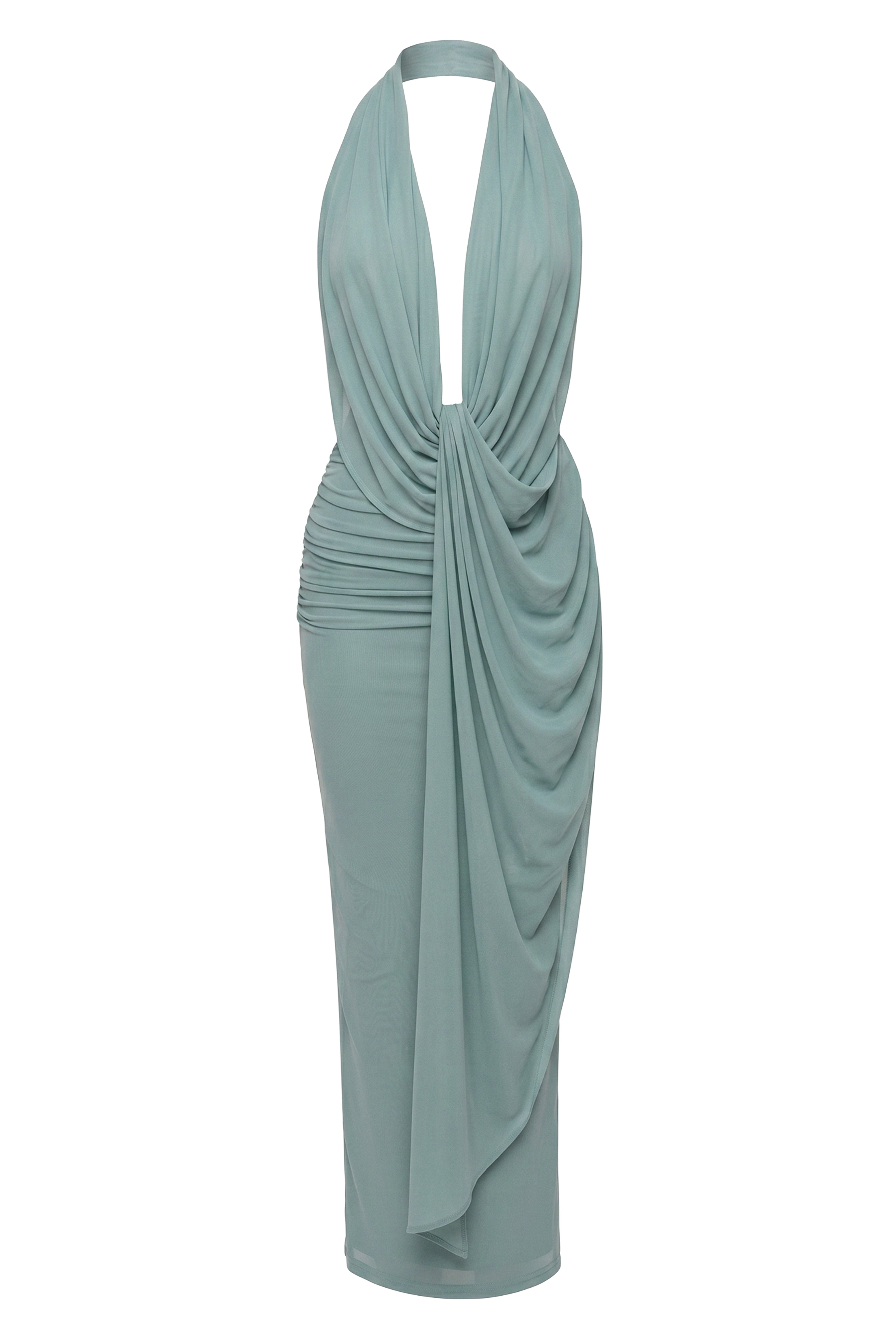 Teal Alaina Plunge Maxi Dress - JLUXLABEL