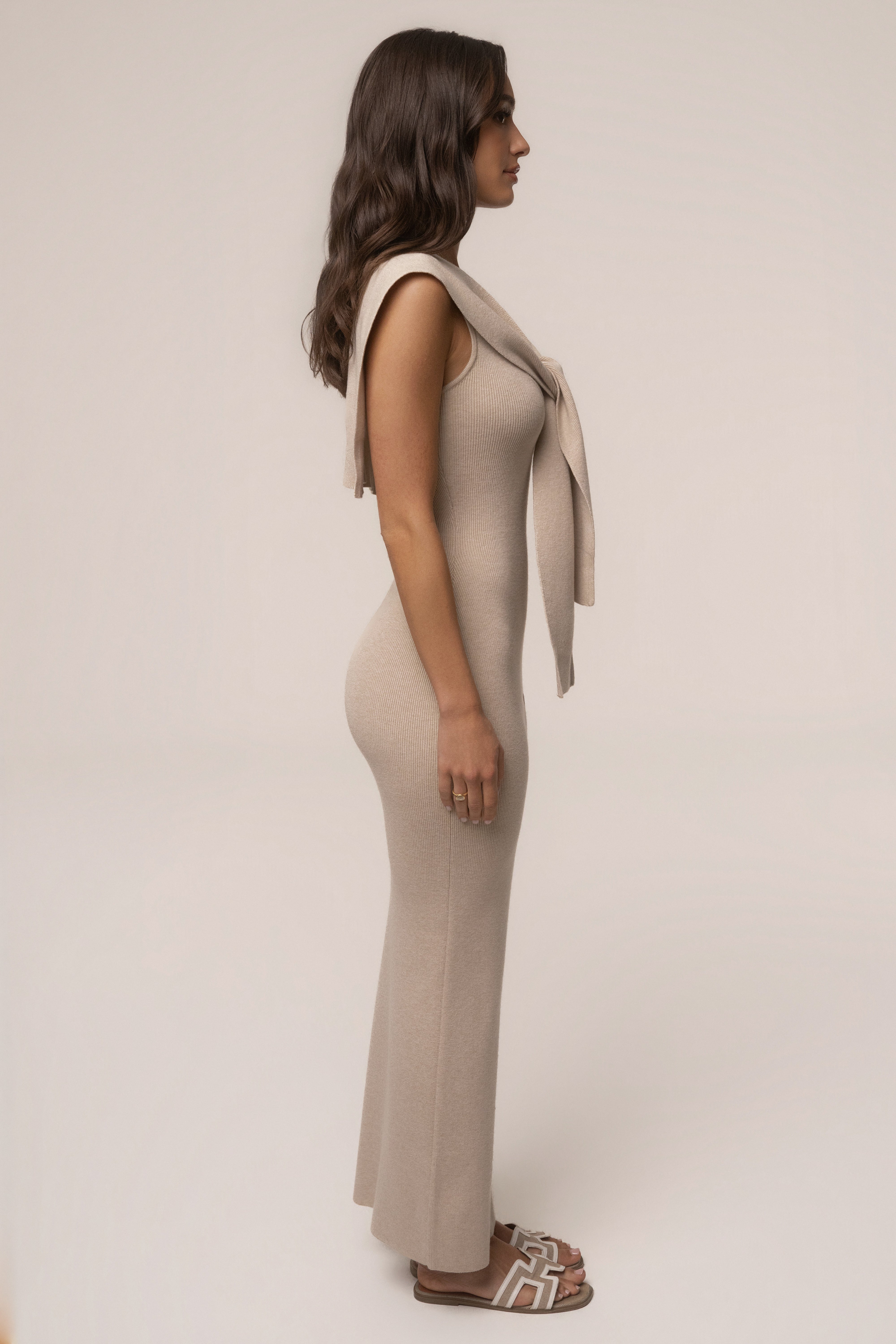 Oatmeal Florence Knit Maxi Dress - JLUXLABEL