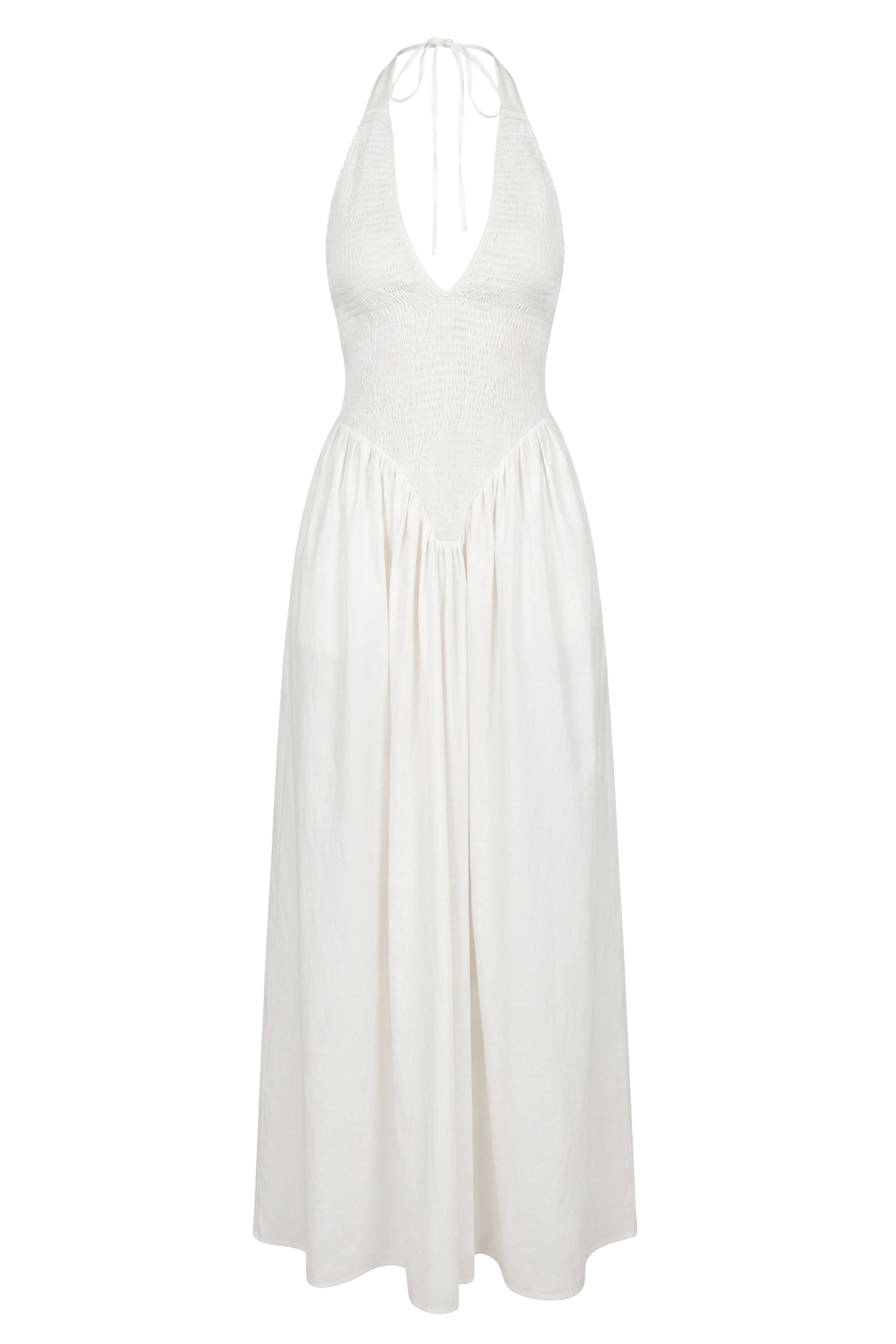 Ivory Madrid Halter Maxi Dress - JLUXLABEL