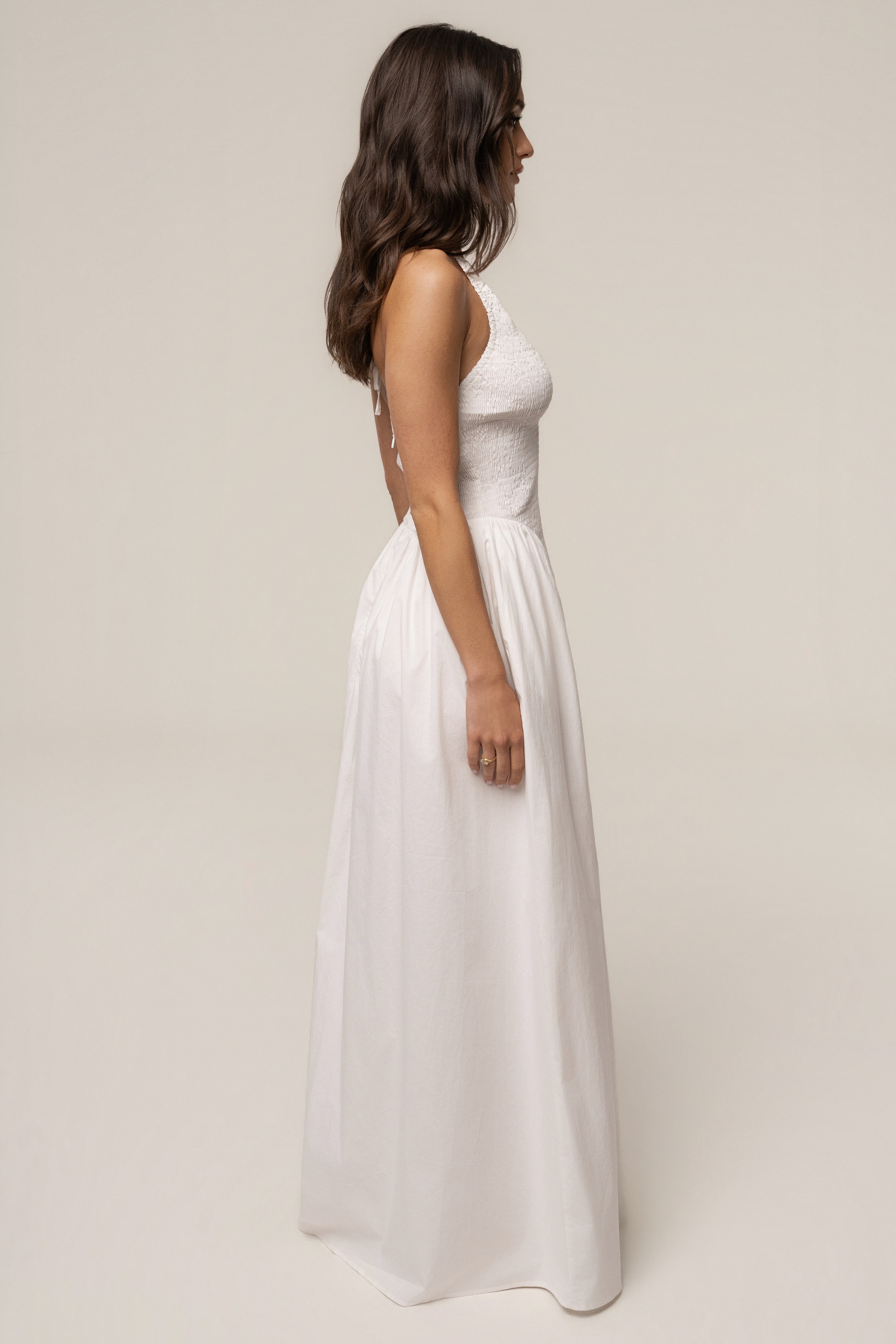 Ivory Madrid Halter Maxi Dress - JLUXLABEL