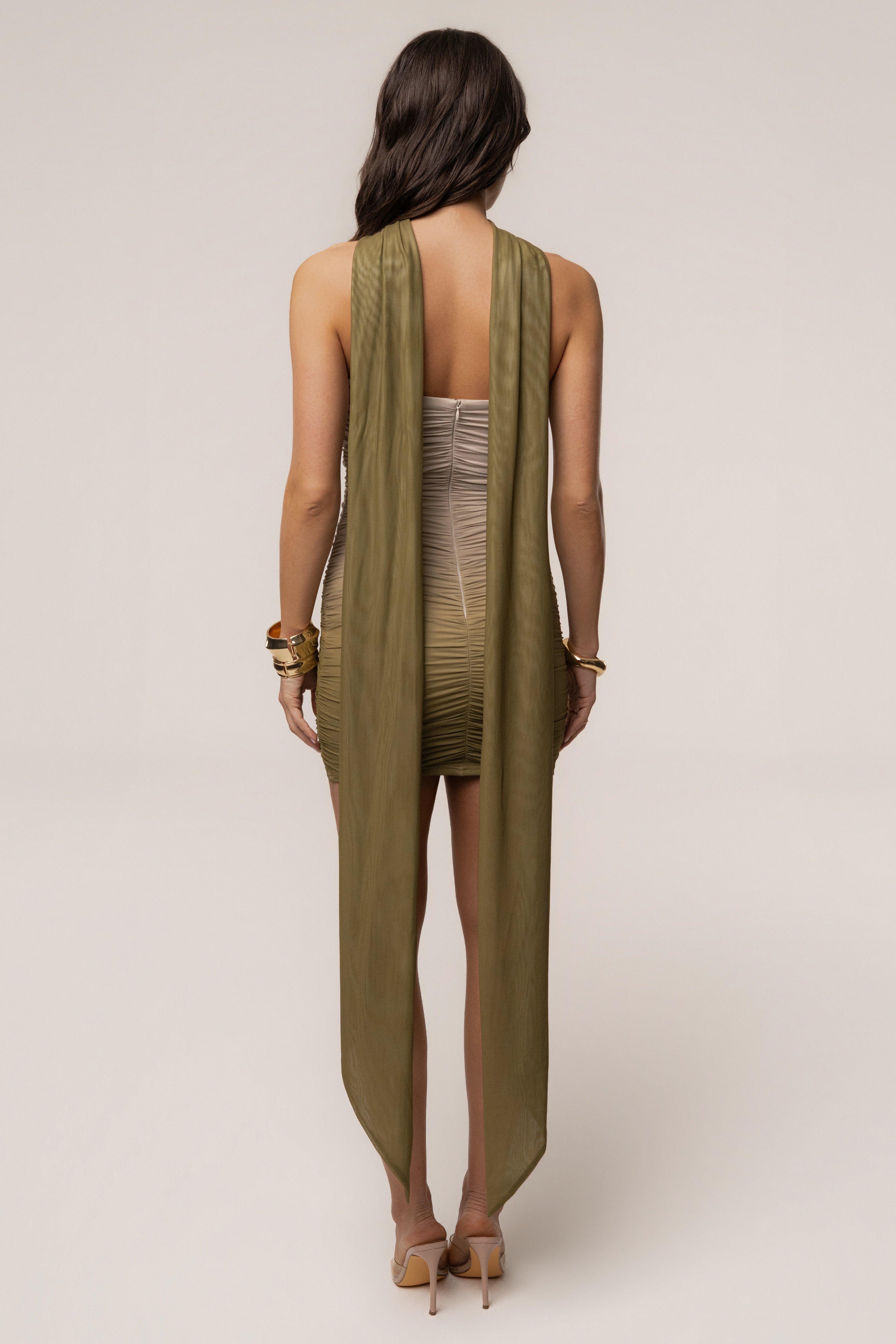 Green Romance Scarf Mini Dress - JLUXLABEL