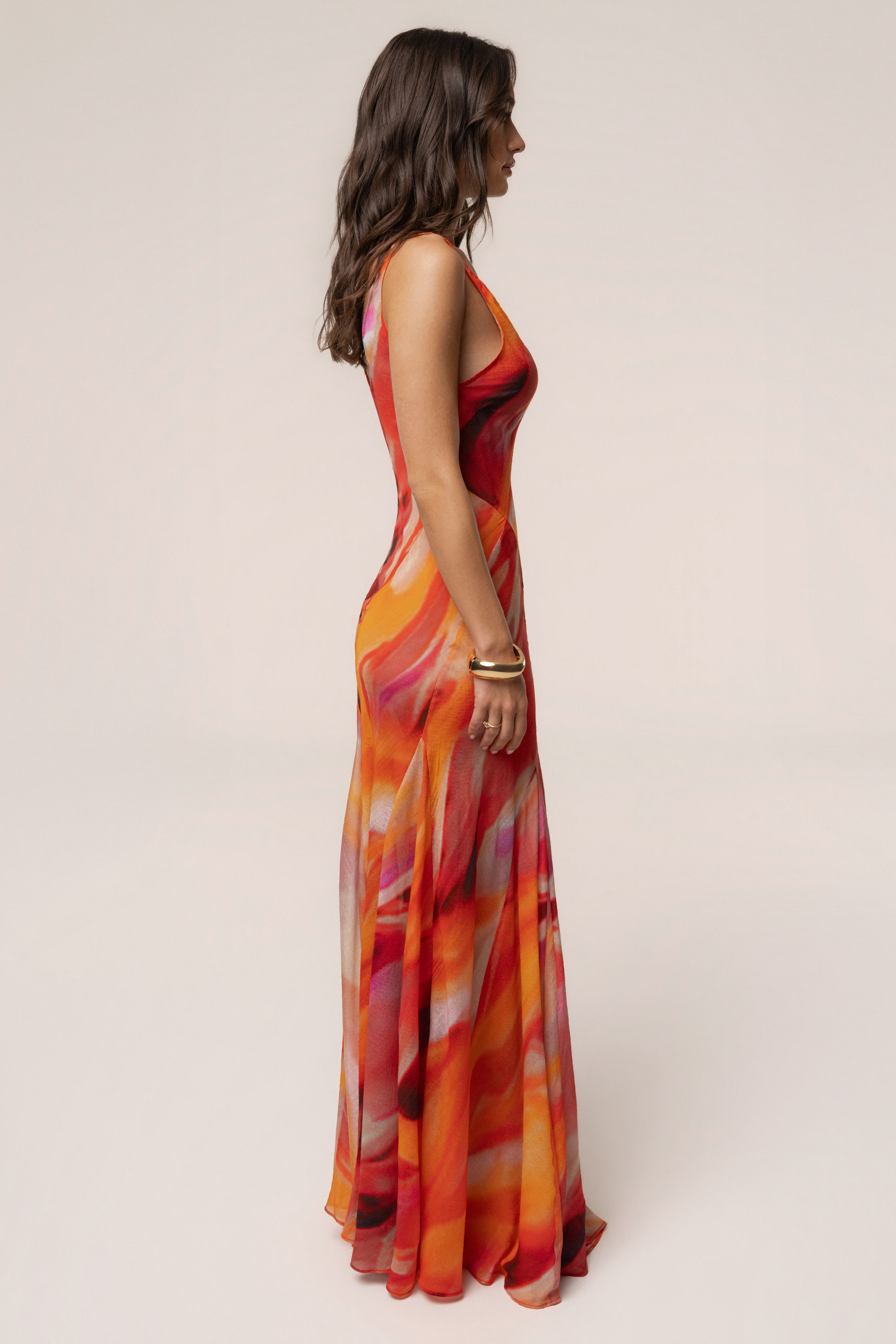 Red Prism Tide Maxi Dress - JLUXLABEL