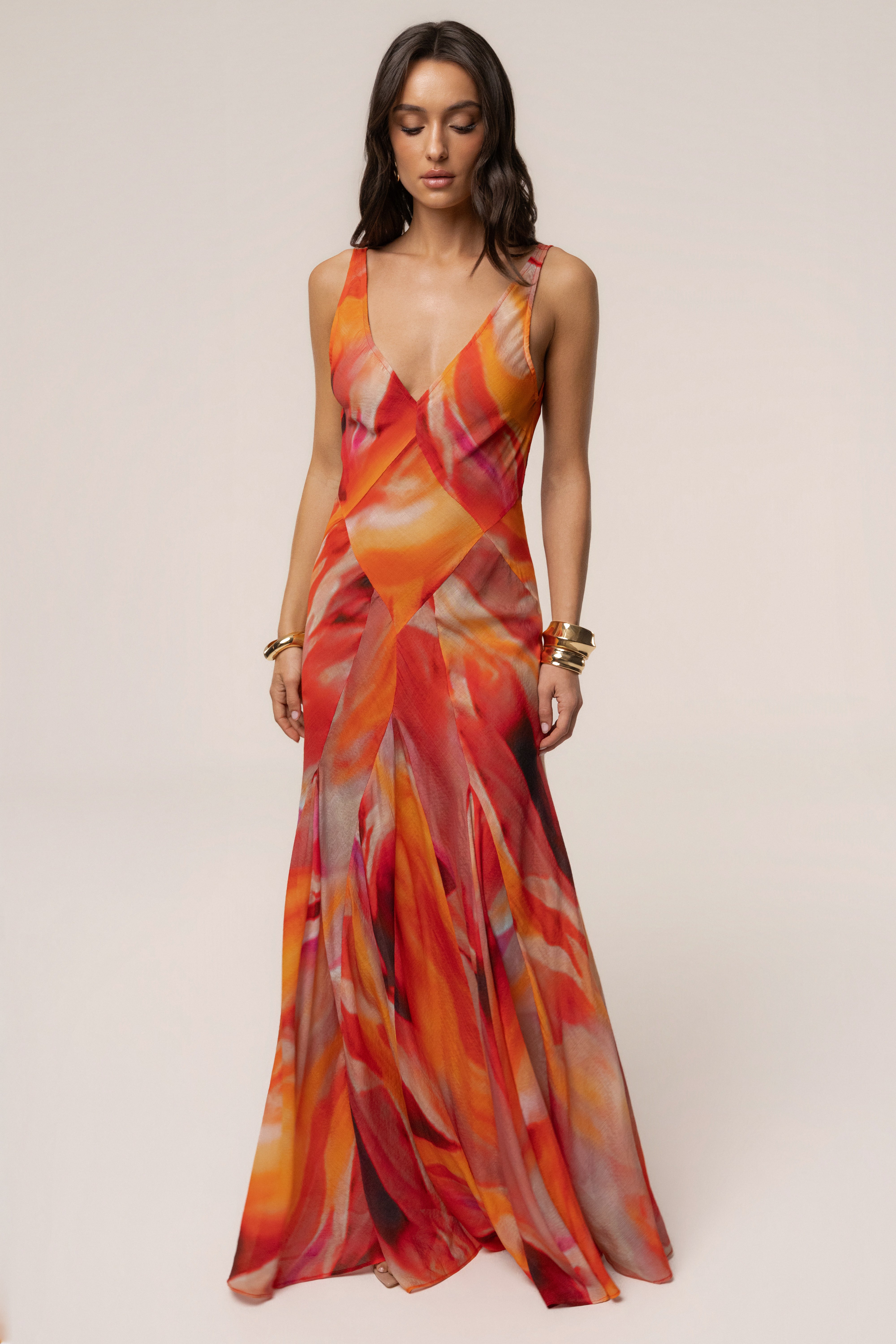 Red Prism Tide Maxi Dress - JLUXLABEL